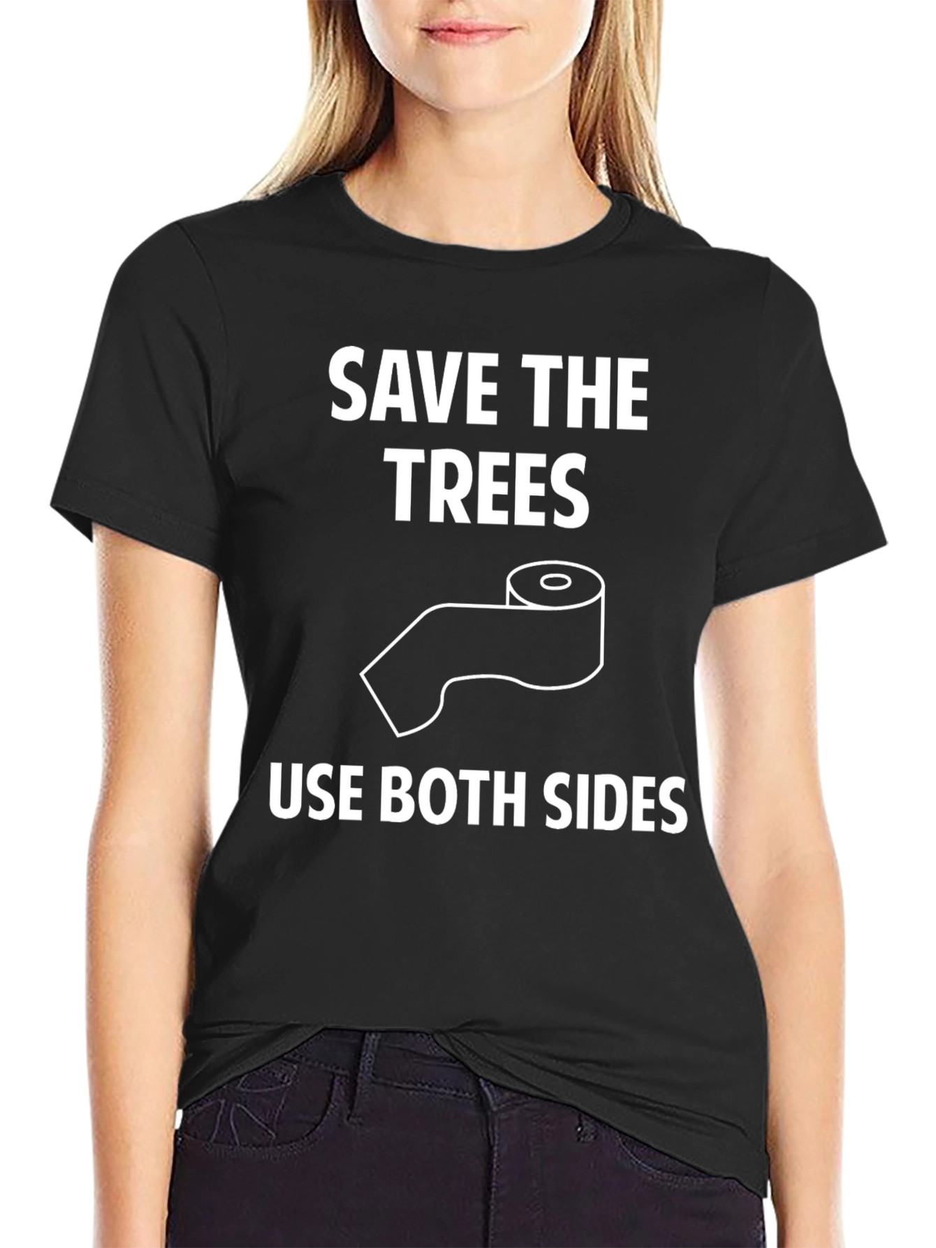 Black Save the Trees Use Both Sides Graphic Tee view 2