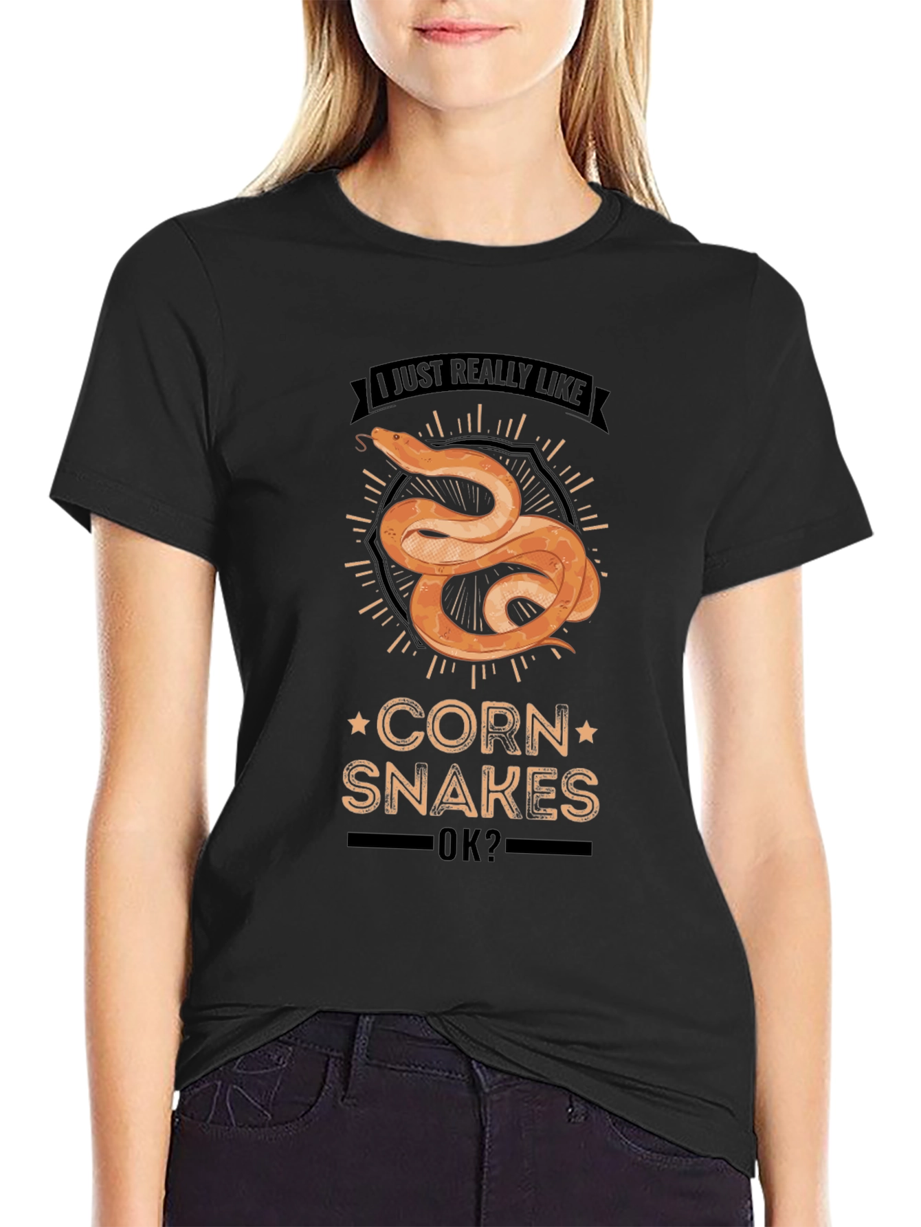 Black Corn Snakes T-Shirt: I Just Really Like Corn Snakes Ok? view 2