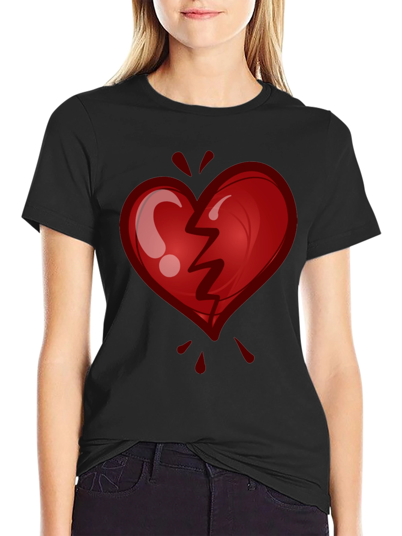 Black Broken Heart Graphic Tee - Stylish & Trendy view 2