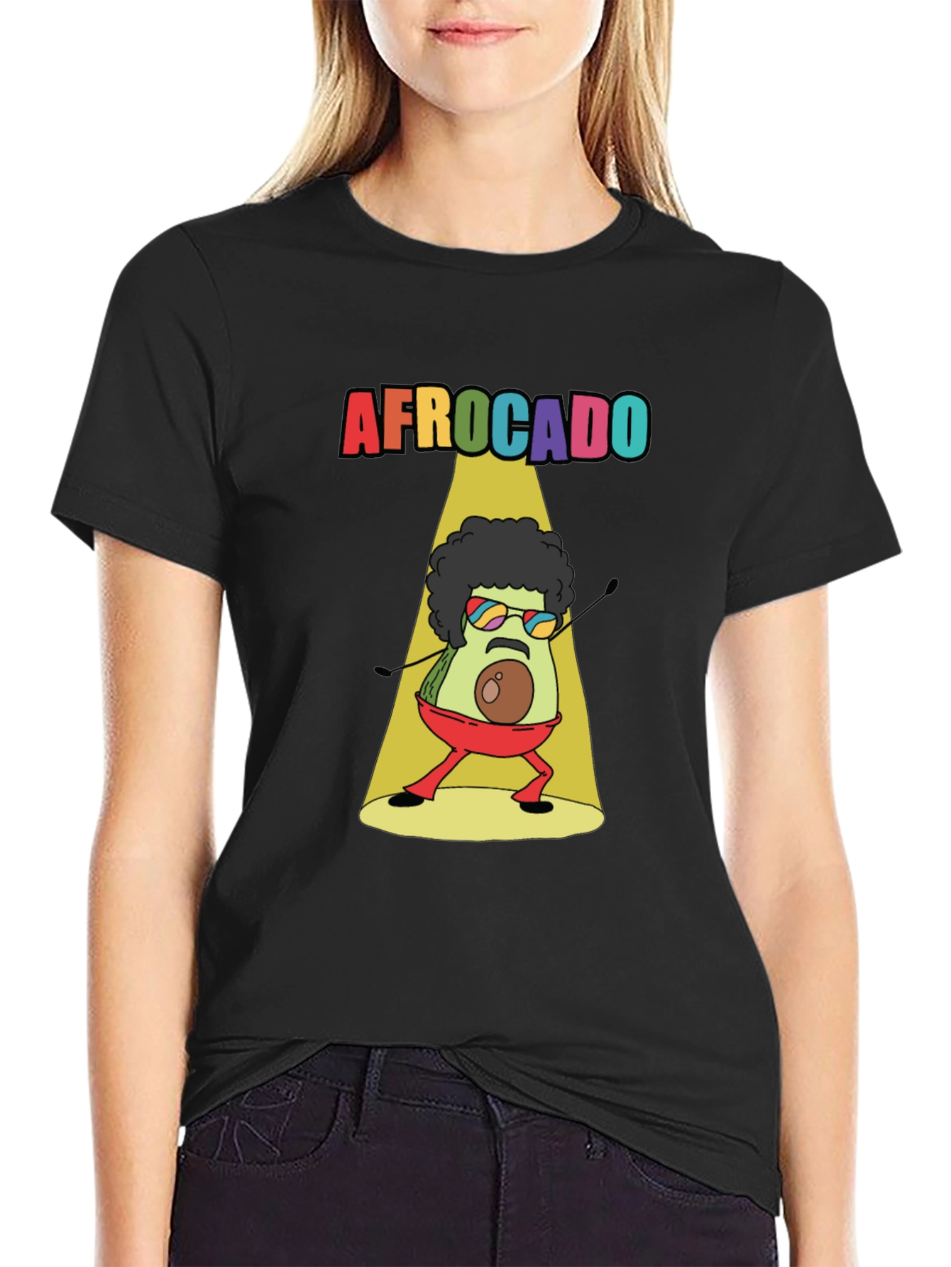 Black Afrocado T-Shirt - Avocado with Afro view 2