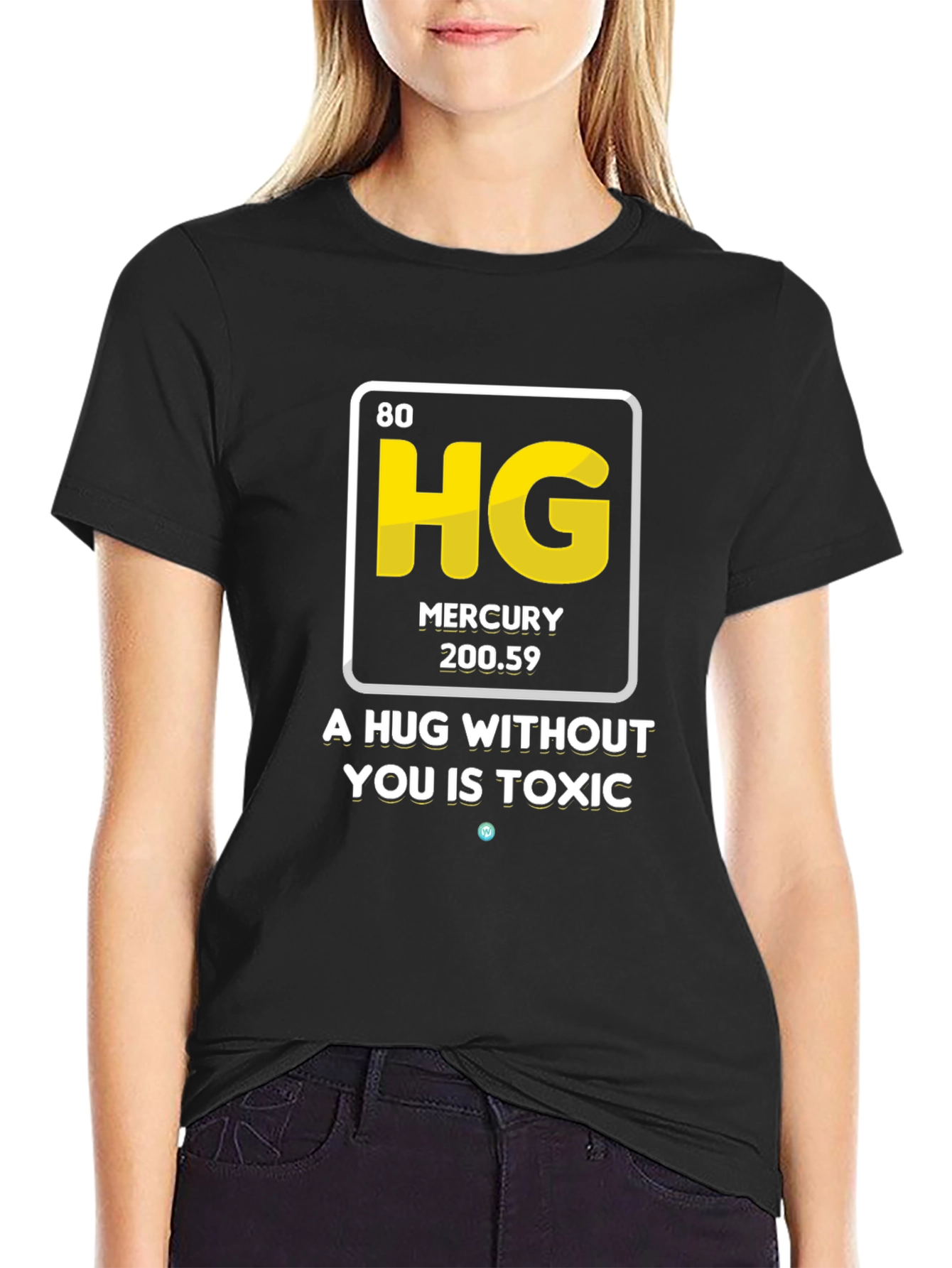 Black Mercury Hug T-Shirt - Funny Chemistry Tee view 2