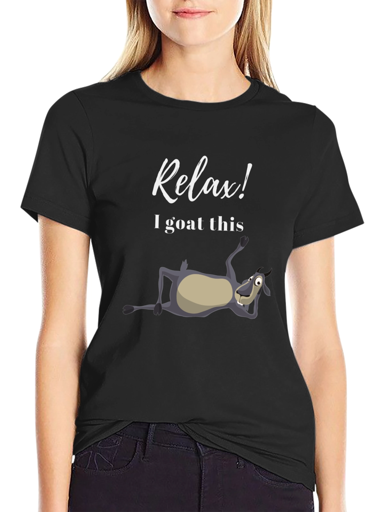 Black Relax, I Goat This T-Shirt - Funny Casual Tee view 2