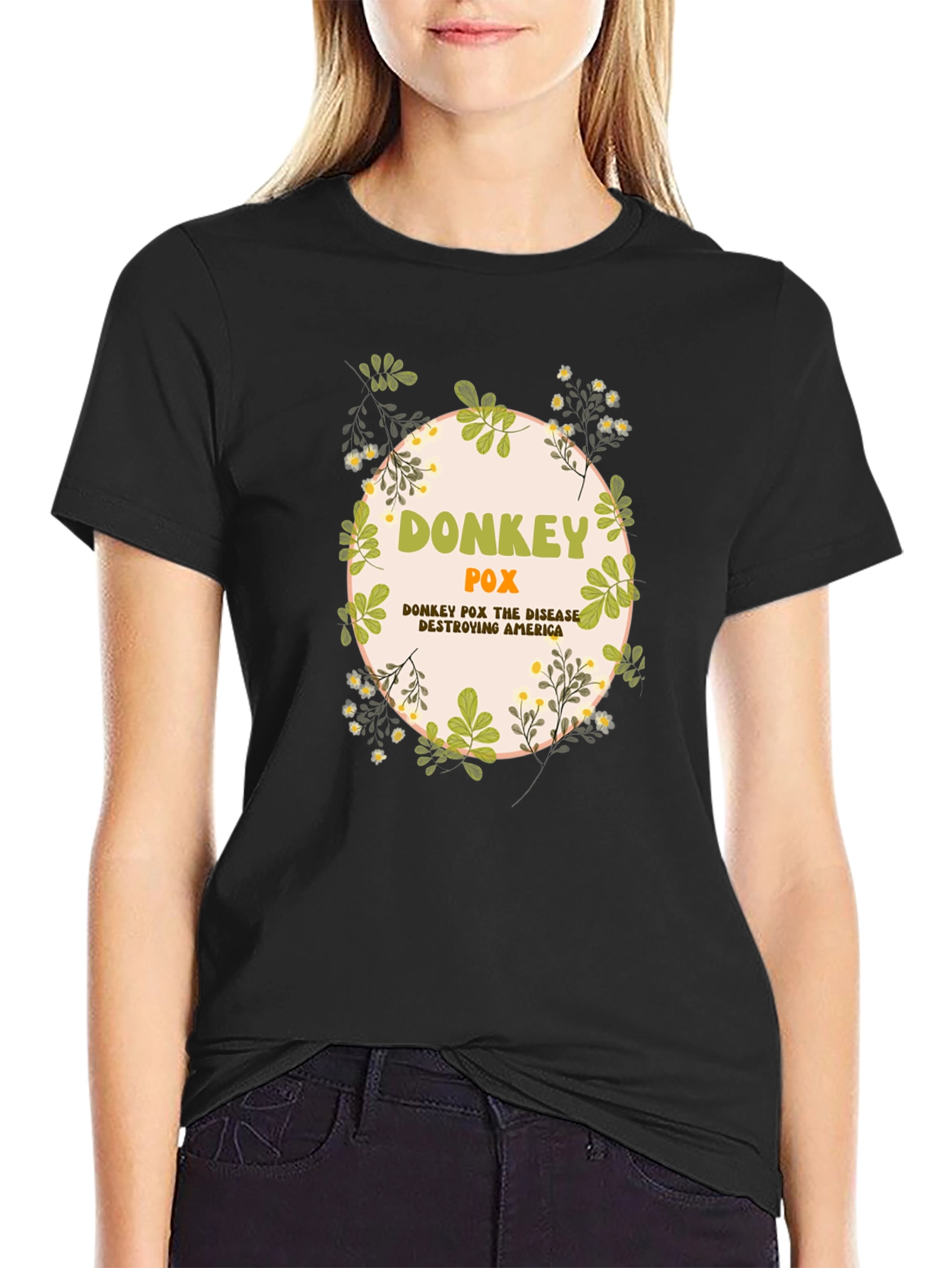 Black Donkey Pox T-Shirt - Funny Political Humor Tee view 2