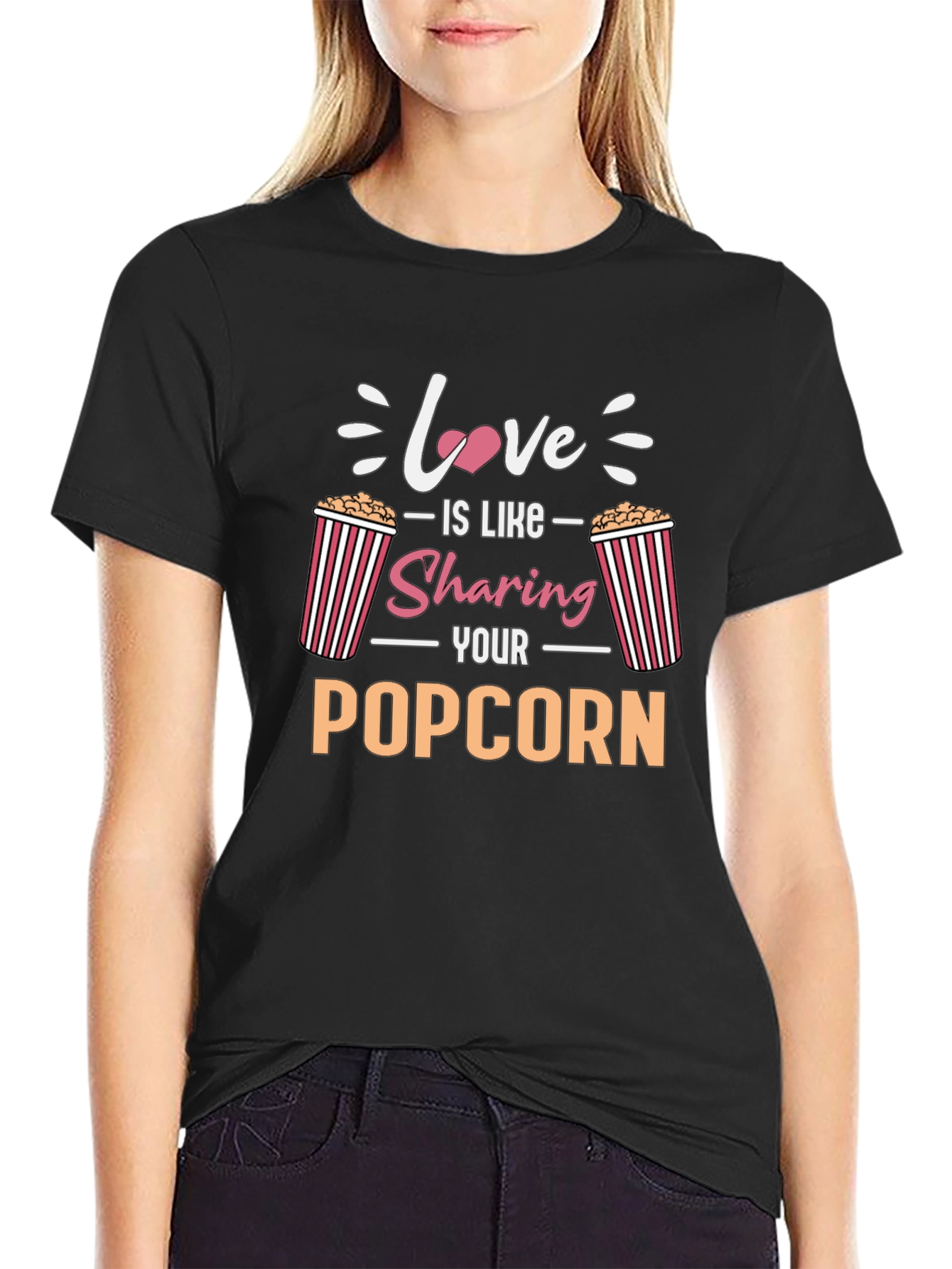 Black Love is Sharing Popcorn T-Shirt view 2