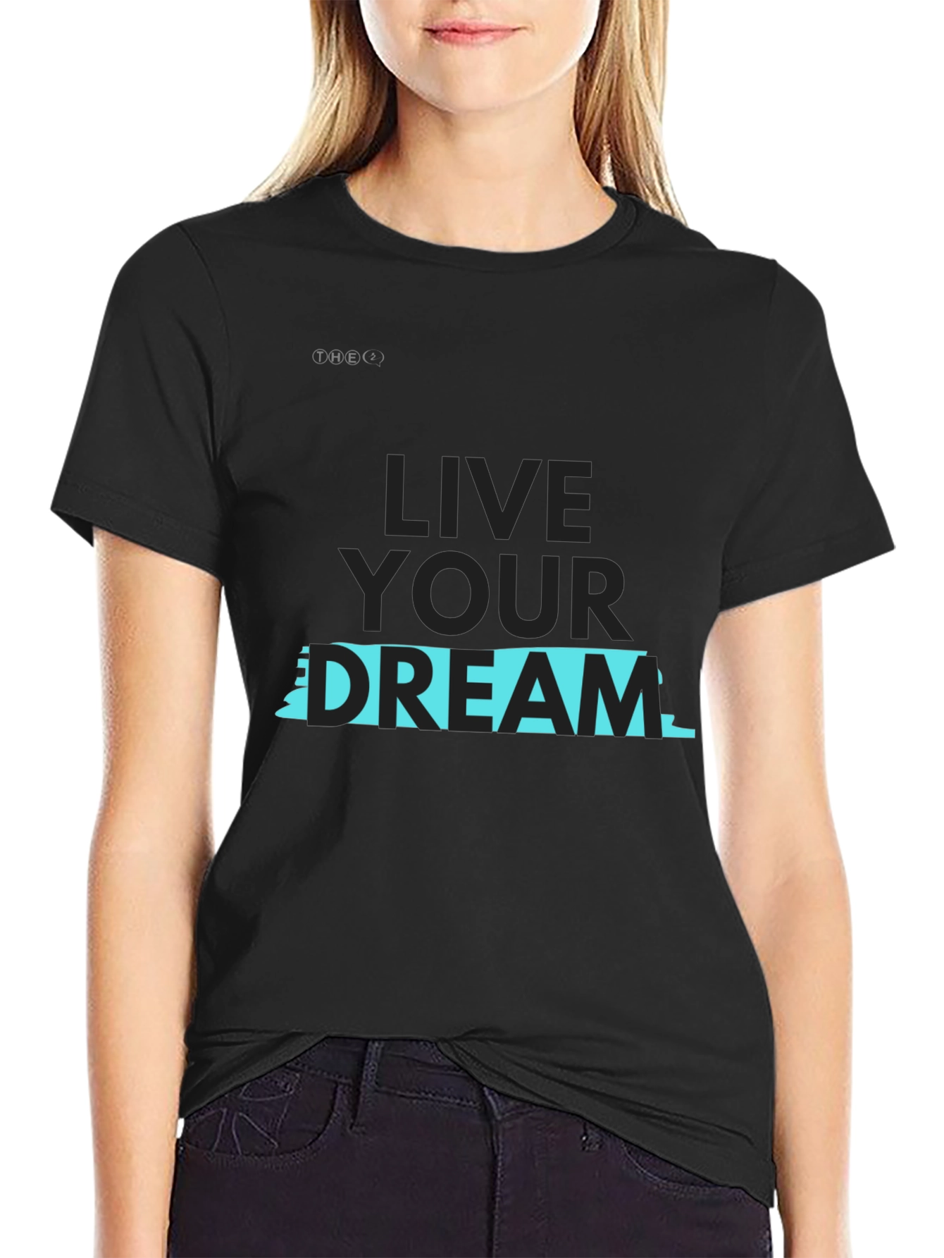 Black Live Your Dream Graphic Tee - Stylish Black T-Shirt view 2