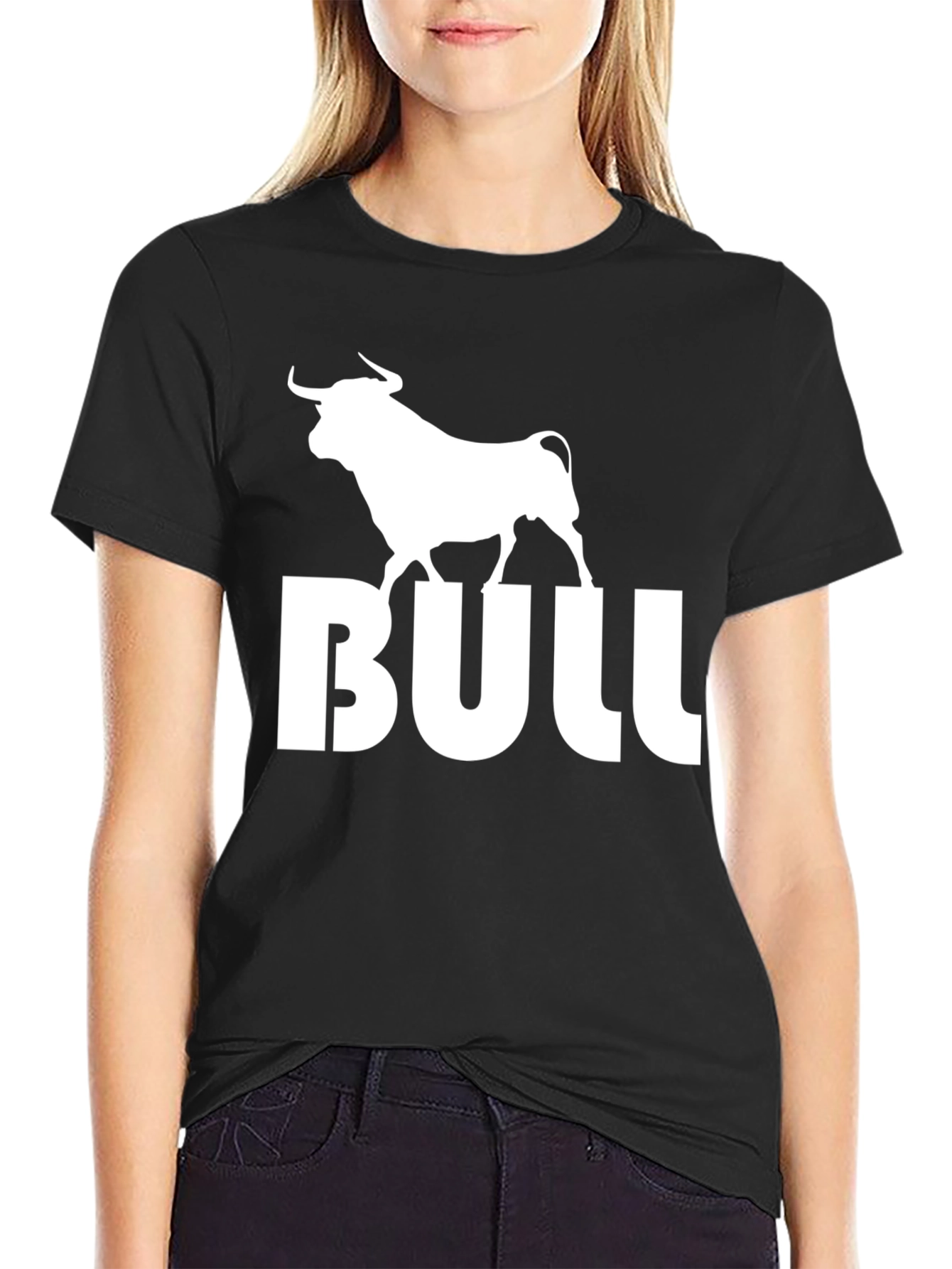 Black Bold Bull Graphic Tee - Black Cotton Blend view 2