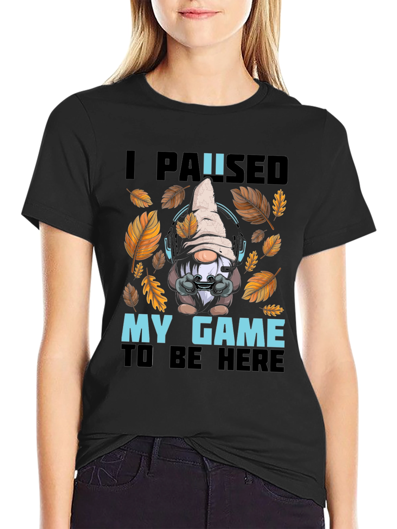 Black Gamer Gnome T-Shirt - I Paused My Game view 2