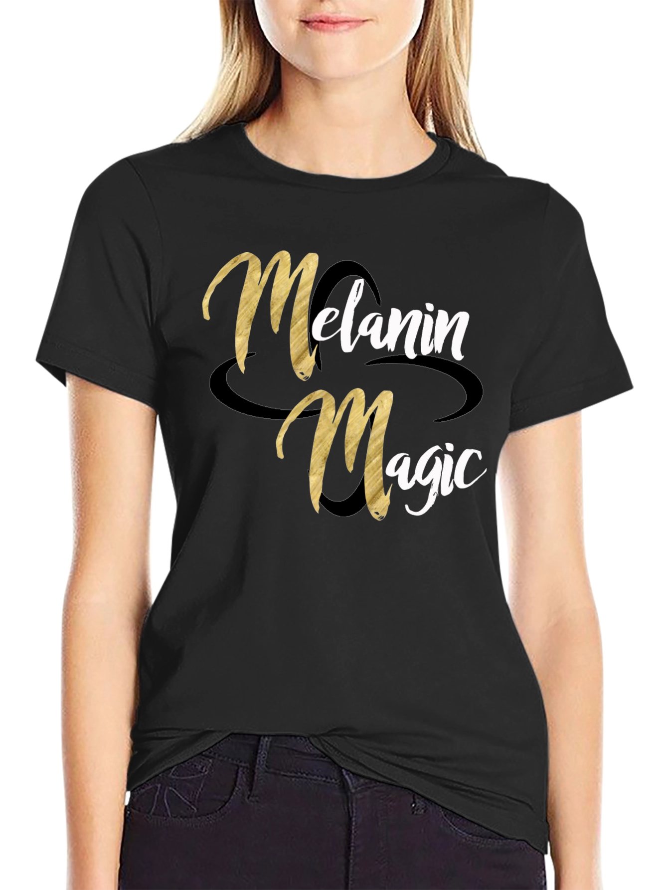 Black Melanin Magic Graphic Tee - Stylish Black T-Shirt view 2