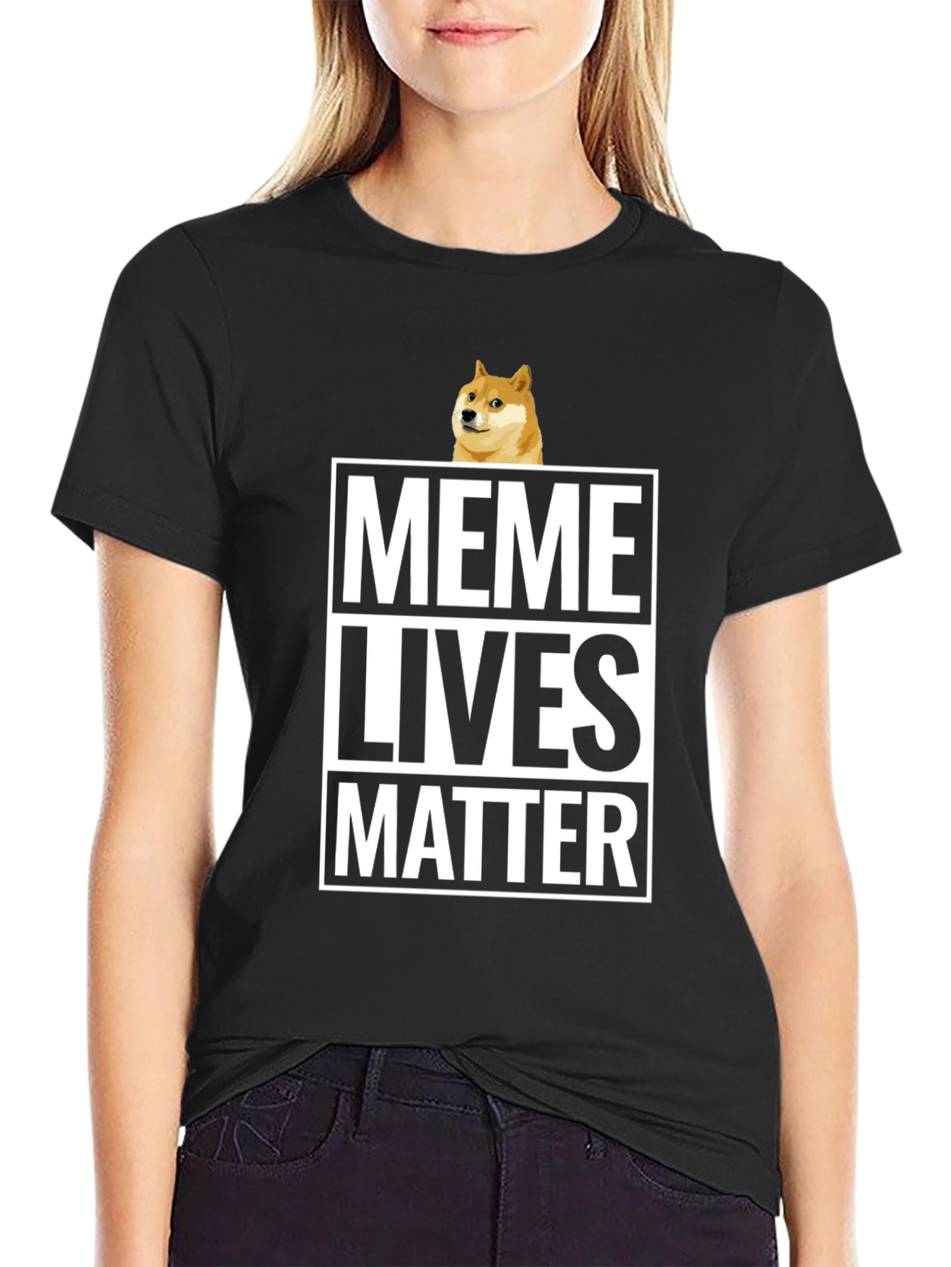 Black Meme Lives Matter Black Graphic Tee - Doge T-Shirt view 2