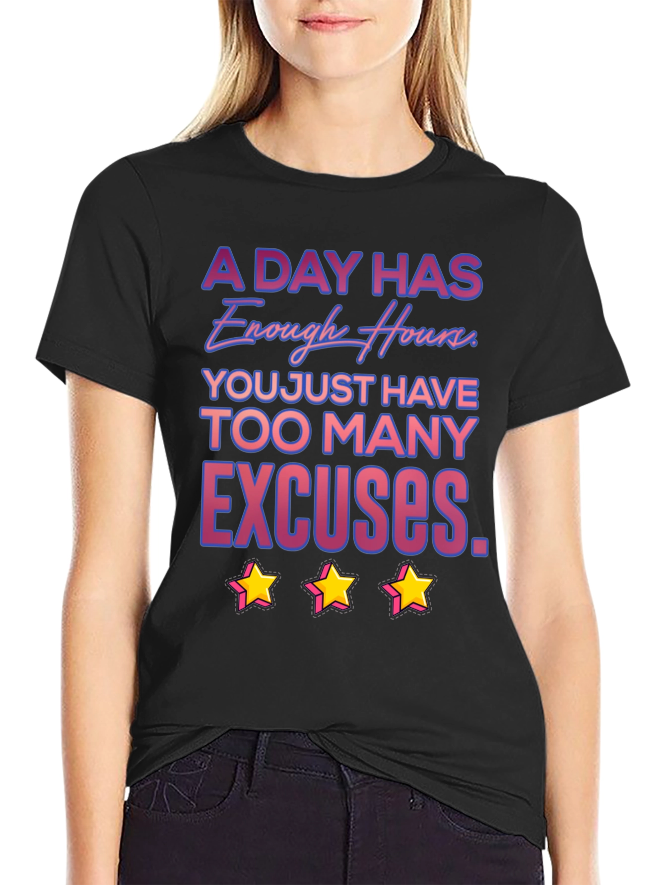 Black Motivational T-Shirt: A Day Has Enough Hours view 2