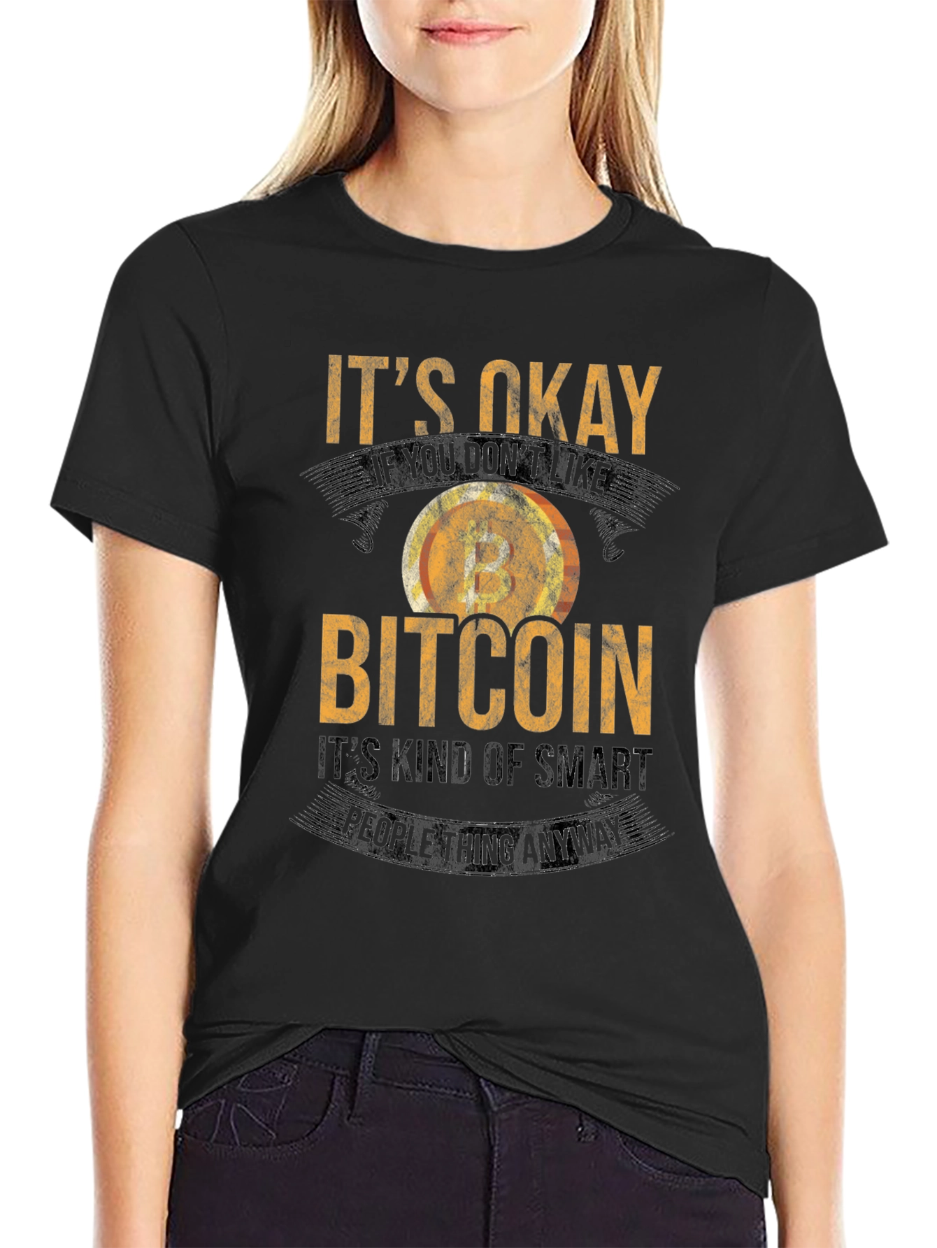 Black Bitcoin Humor Graphic T-Shirt view 2