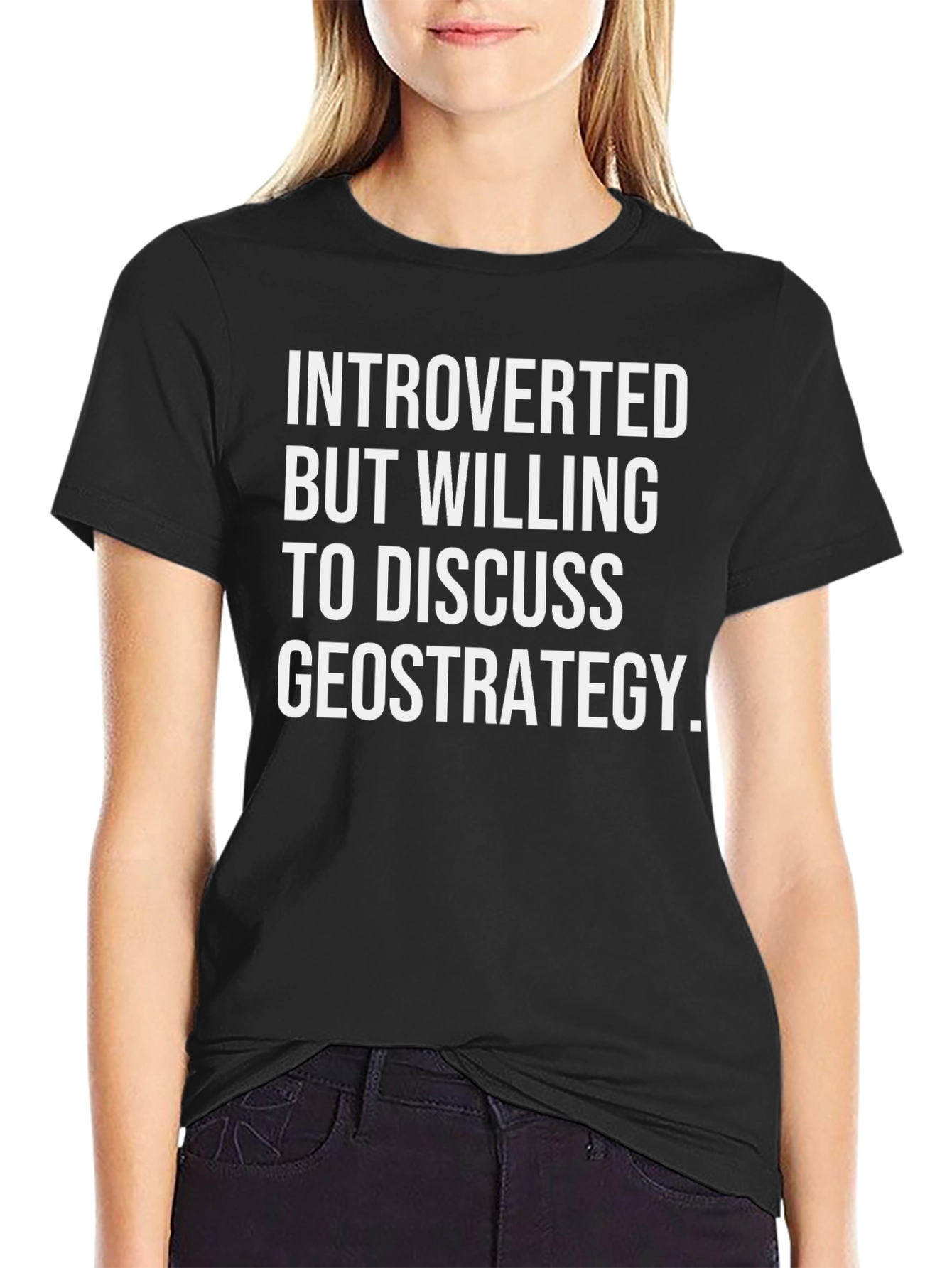 Black Introverted Geostrategy Discussion T-Shirt view 2