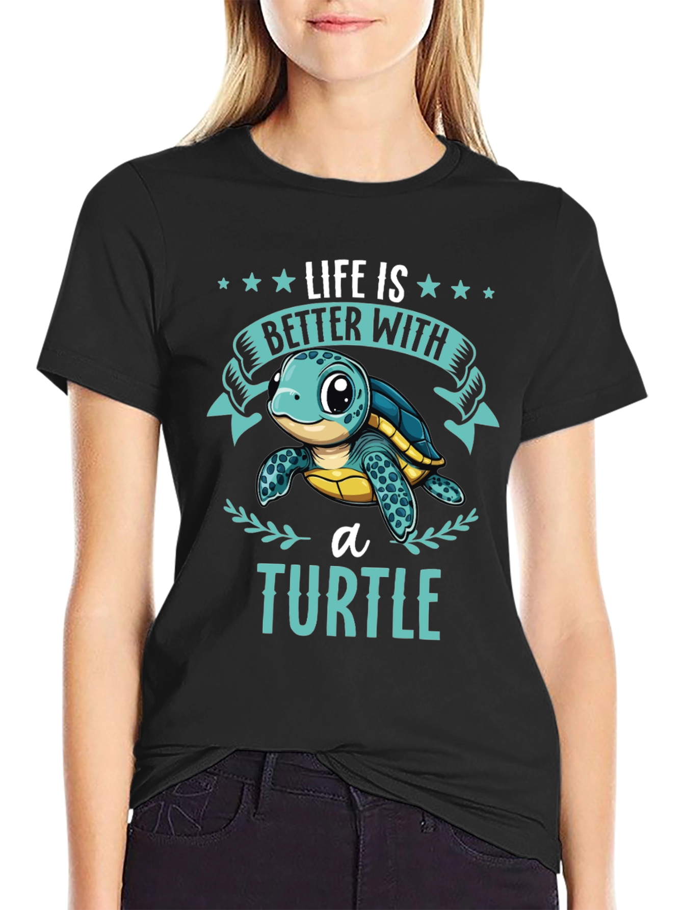 Black Life is Better with a Turtle Graphic T-Shirt view 2