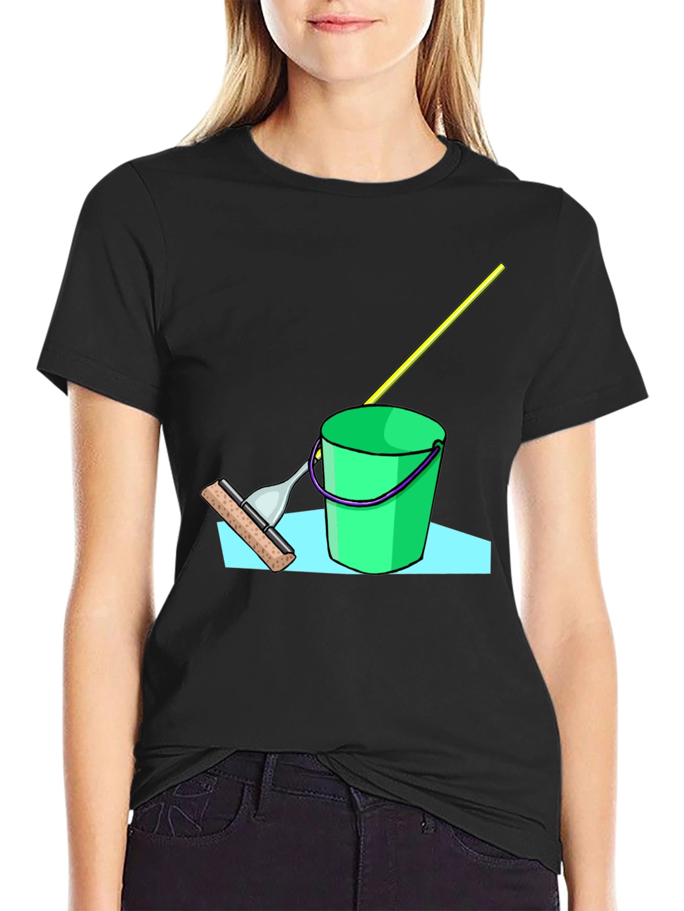 Black Mop Bucket Graphic T-Shirt view 2