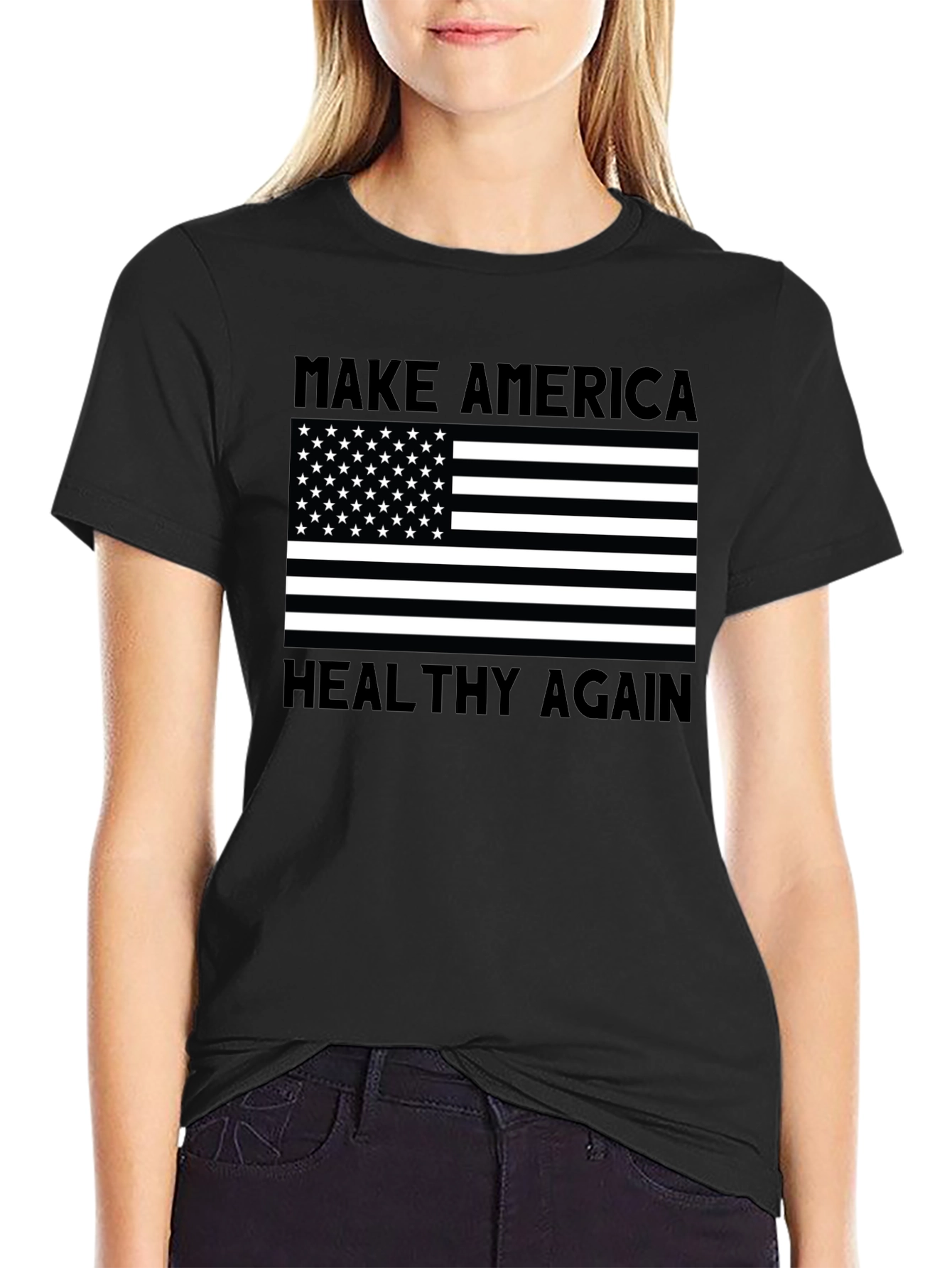 Black Make America Healthy Again Tee view 2