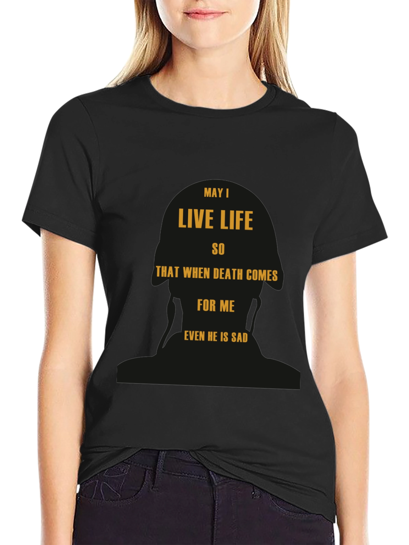 Black May I Live Life T-Shirt - Inspirational Black Tee view 2