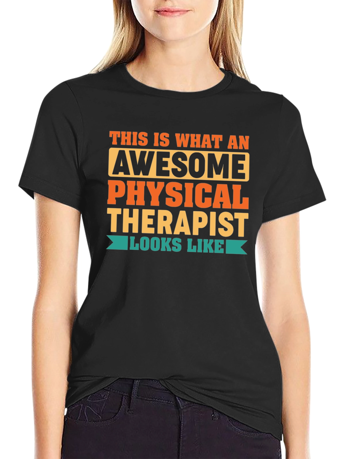 Black Awesome Physical Therapist T-Shirt view 2