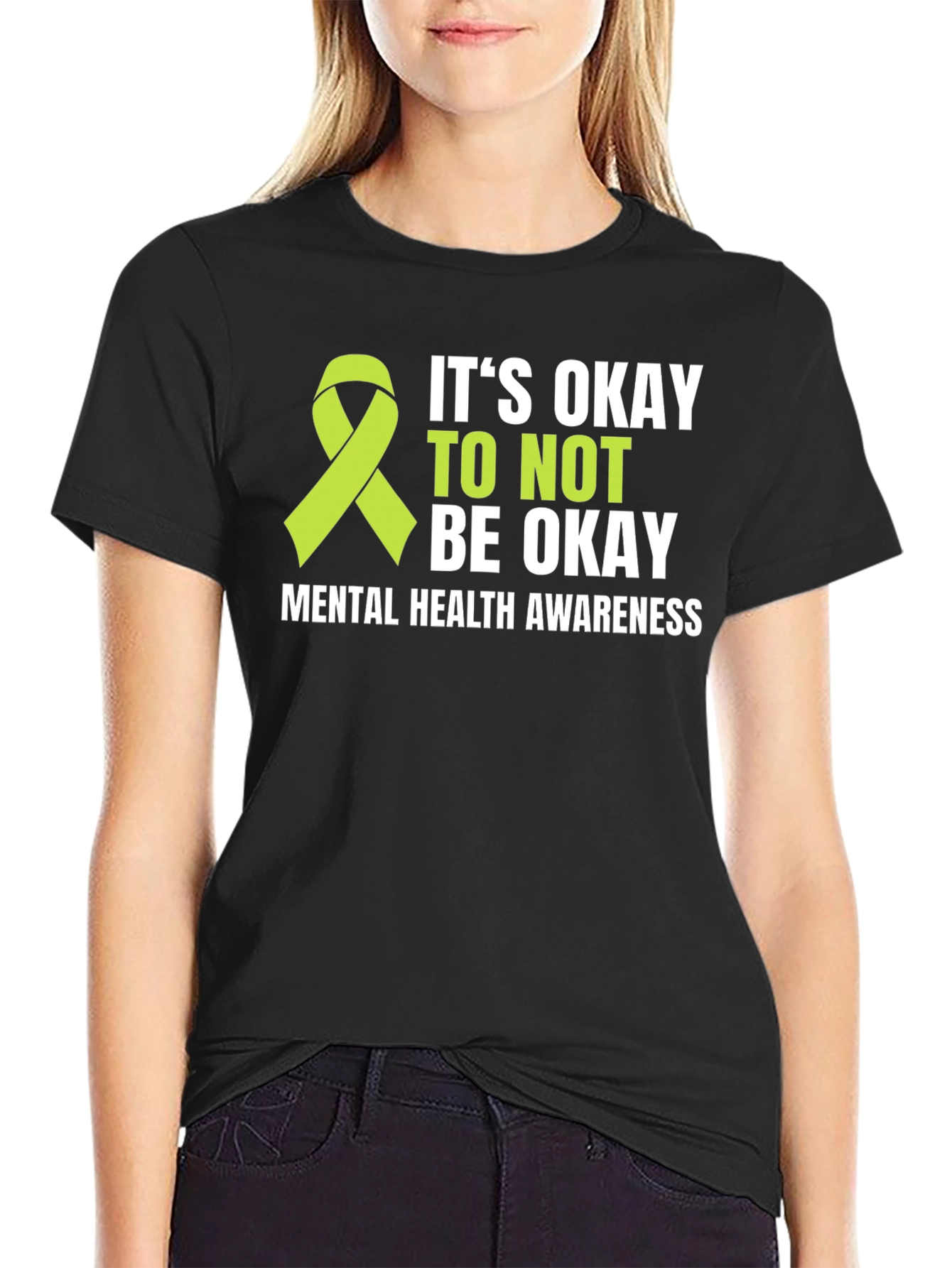 Black Mental Health Awareness T-Shirt - It's Okay to Not Be Okay view 2