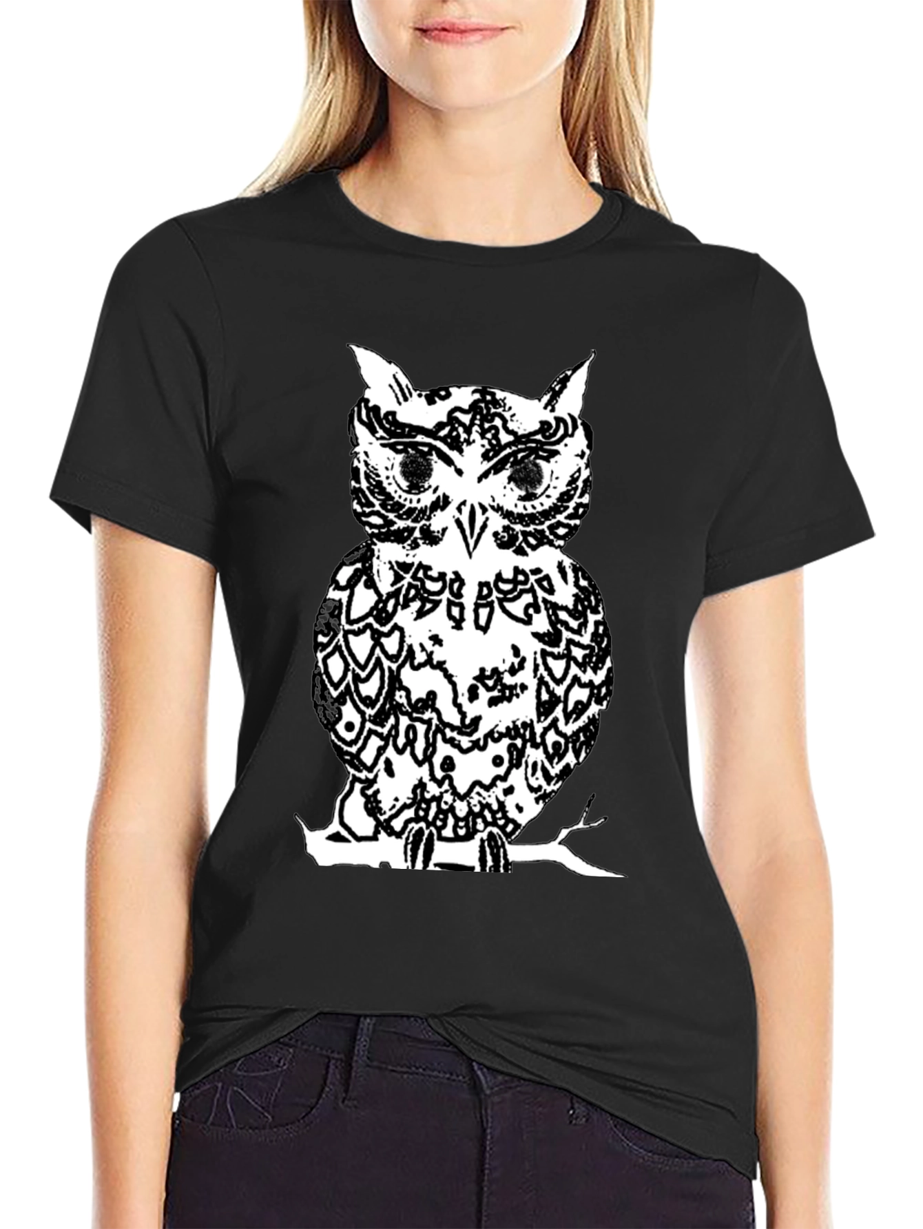 Black Black Owl Graphic Tee - Stylish Men's T-Shirt view 2