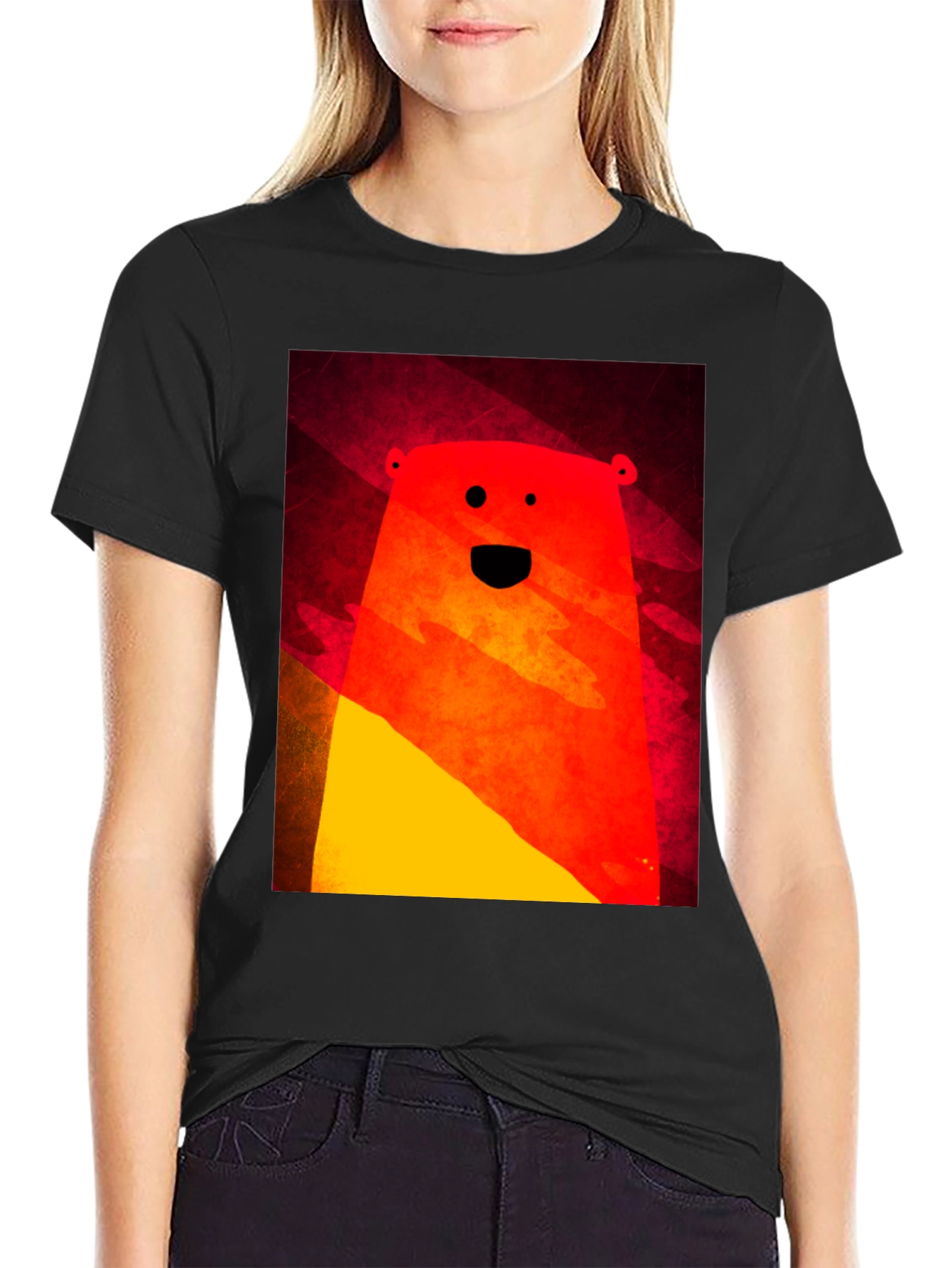 Black Funky Bear Graphic Tee - Modern Abstract Style view 2