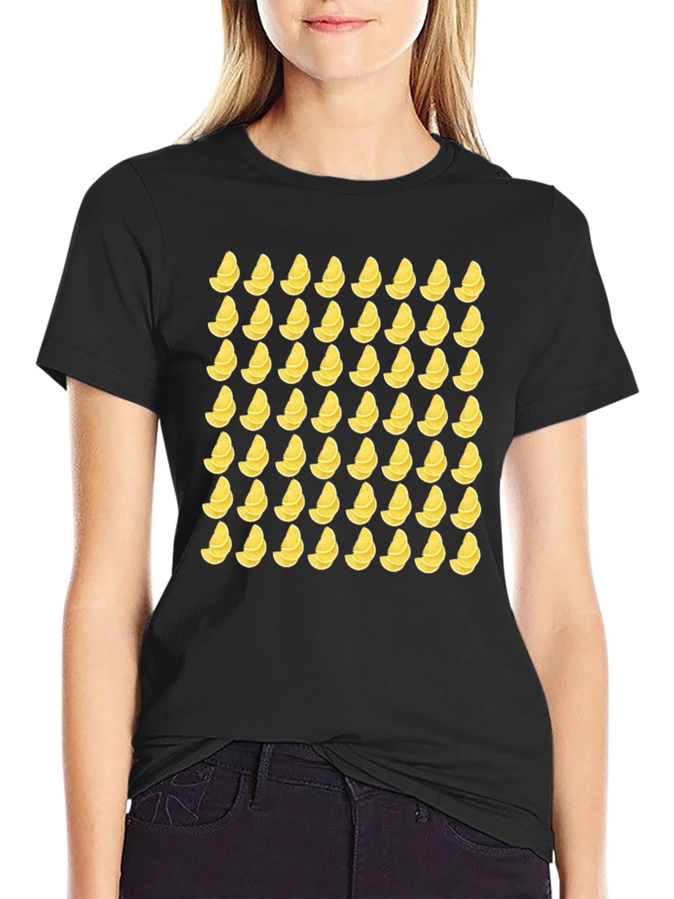 Black Lemon Slice Pattern T-Shirt - Black view 2