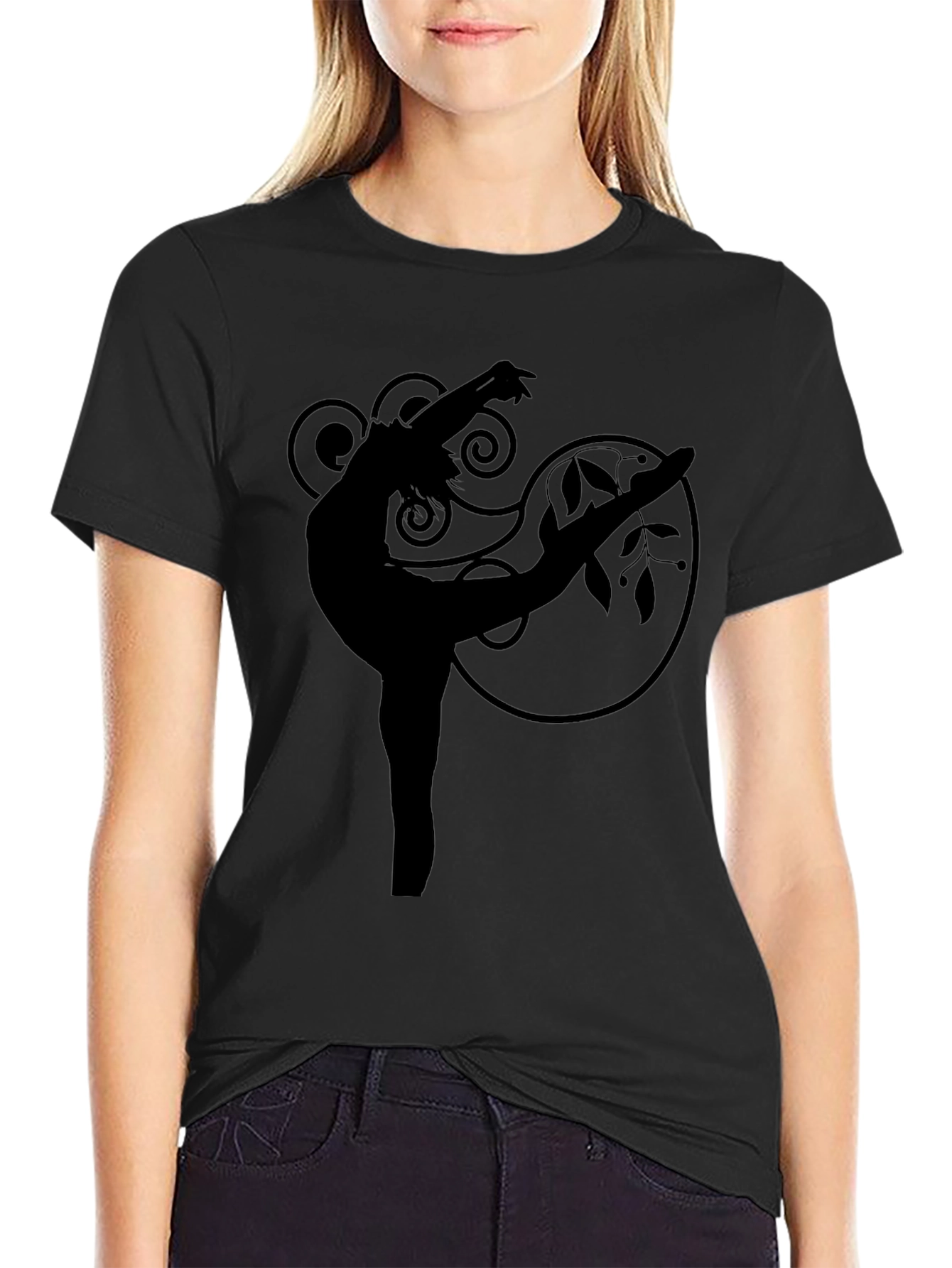 Black Elegant Dancer Graphic Tee - Black view 2