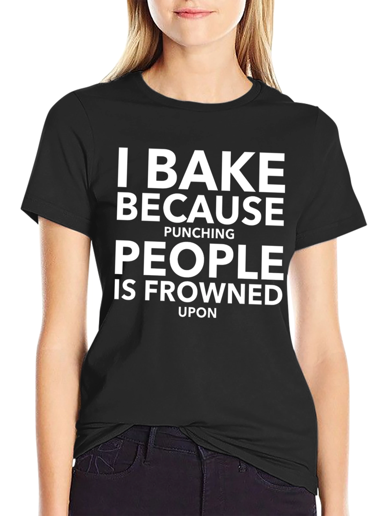 Black I Bake Because Punching People T-Shirt view 2
