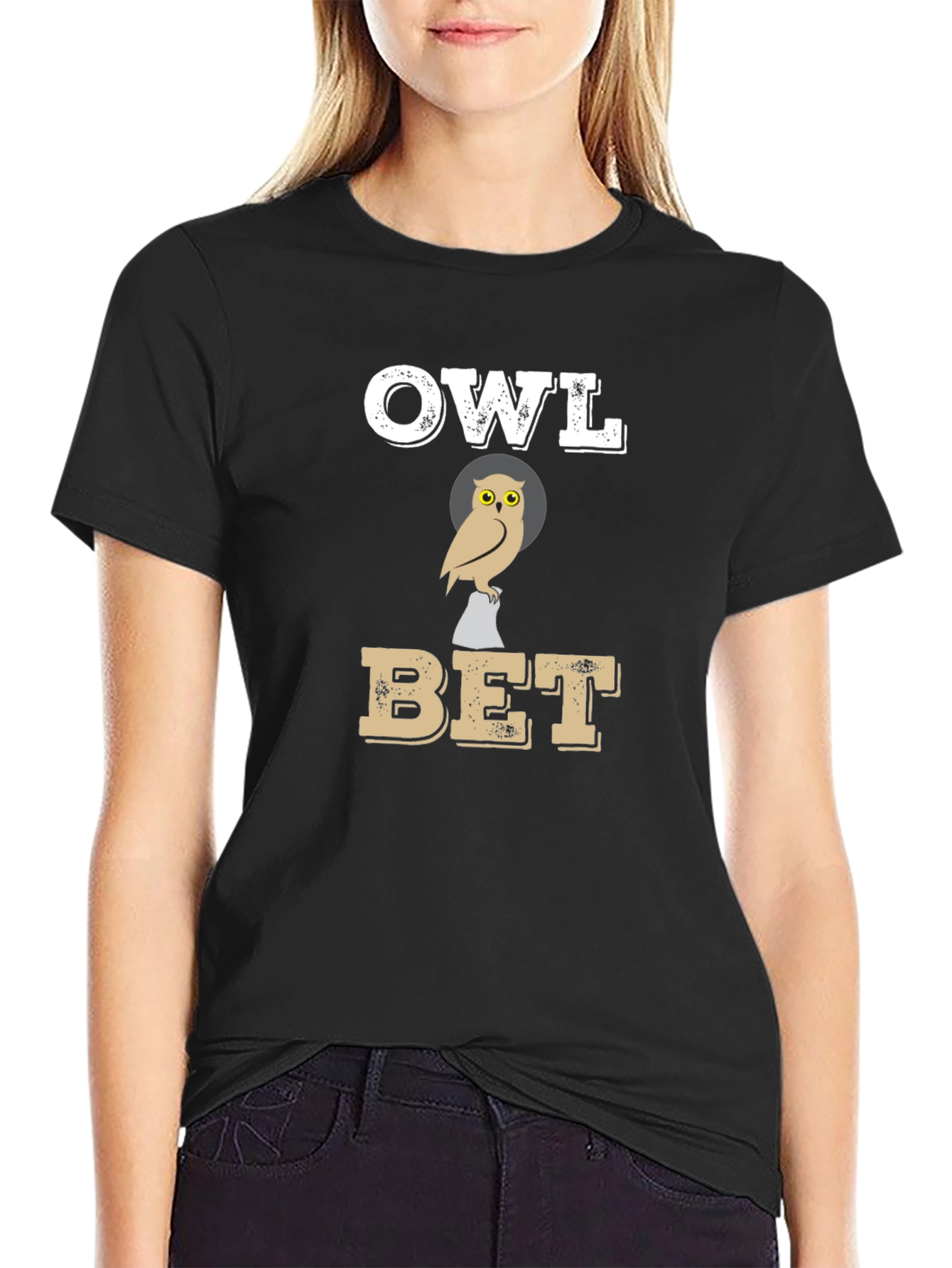 Black Owl Bet T-Shirt: Funny Graphic Tee view 2
