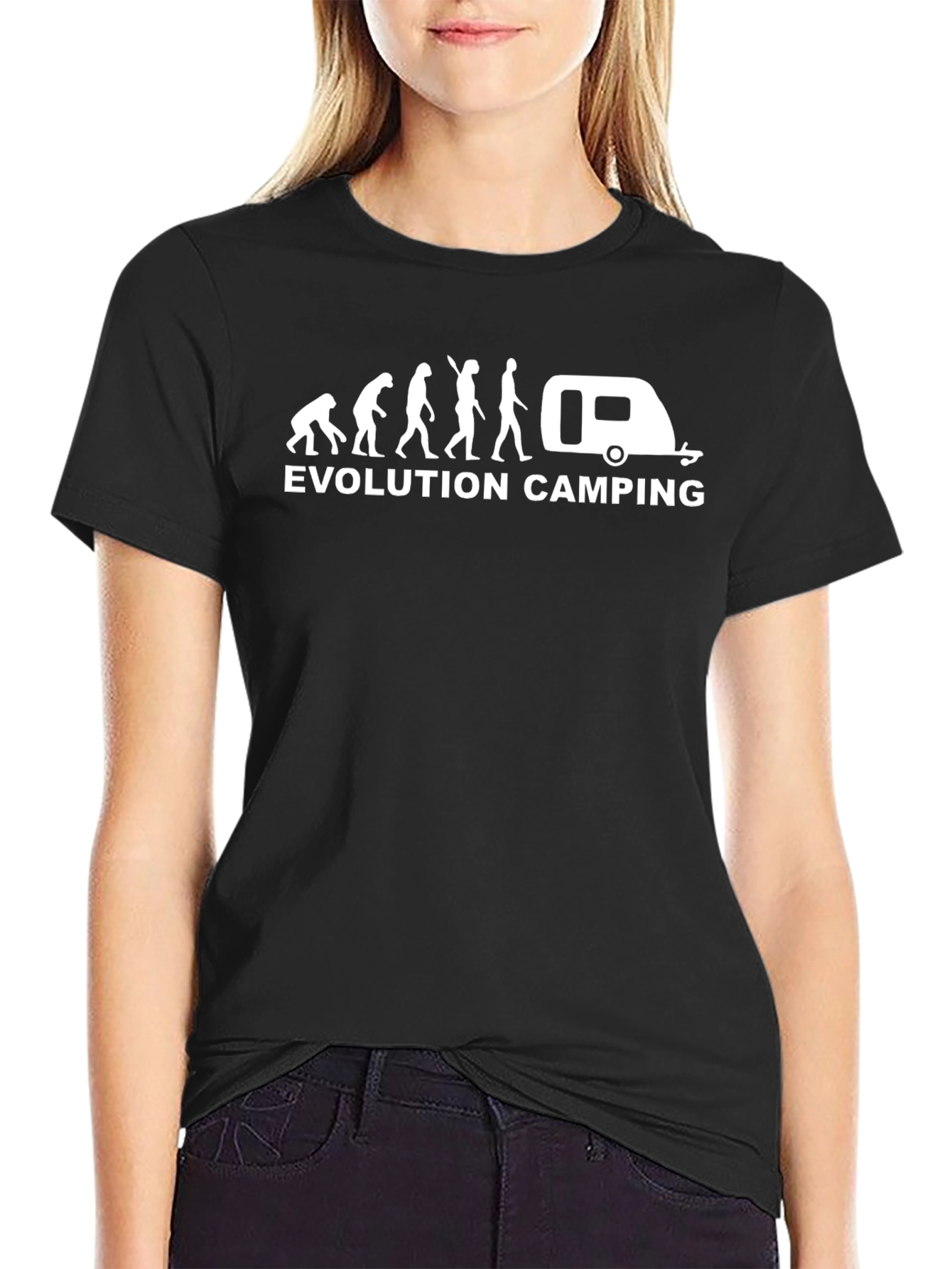 Black Evolution Camping Graphic T-Shirt - Black Cotton Tee view 2