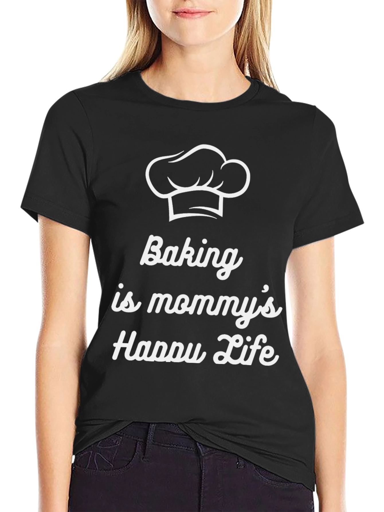 Black Baking is Mommy's Happy Life T-Shirt view 2