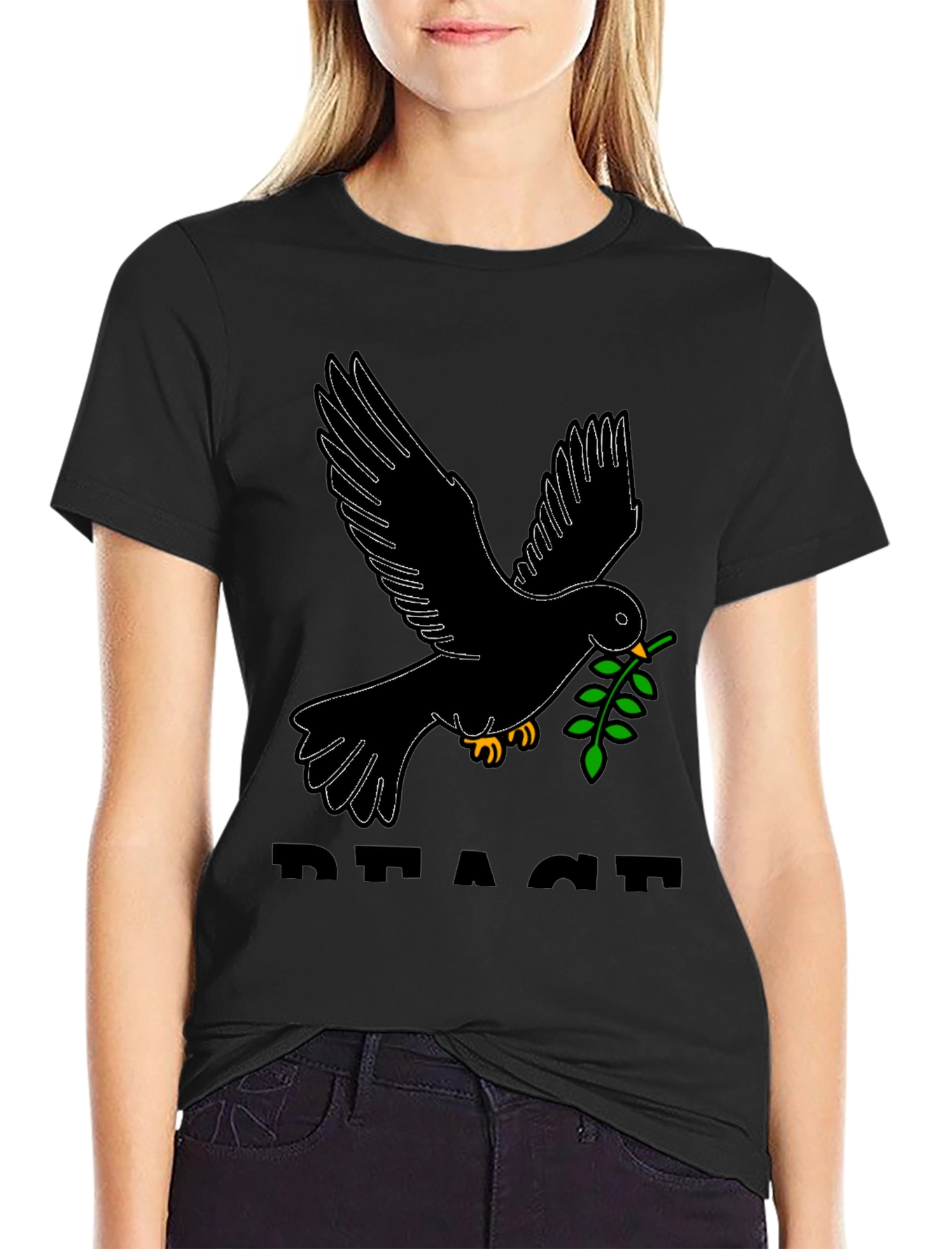 Black Peace Dove Graphic Tee - Black view 2