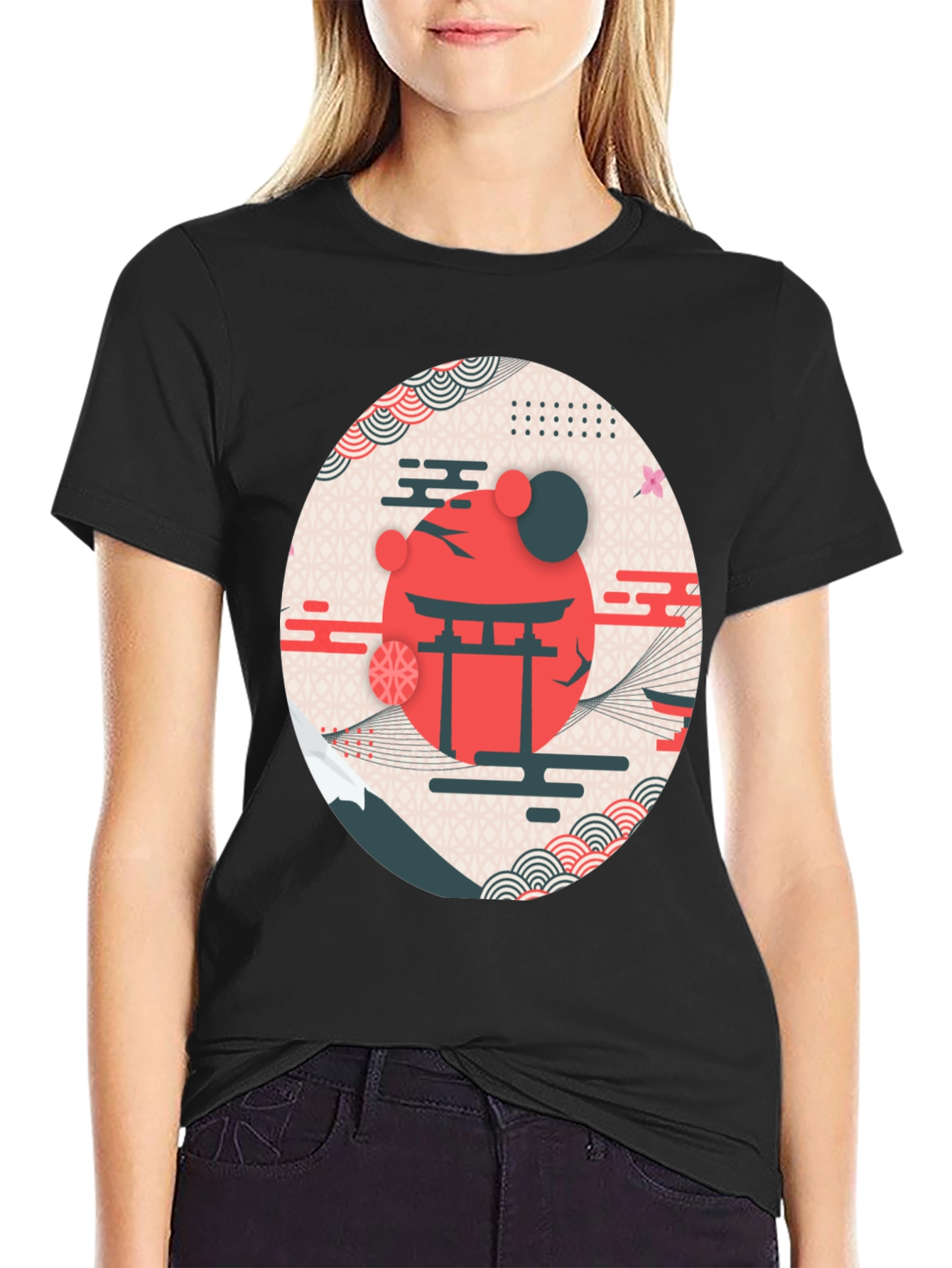Black Japanese Inspired Graphic T-Shirt view 2
