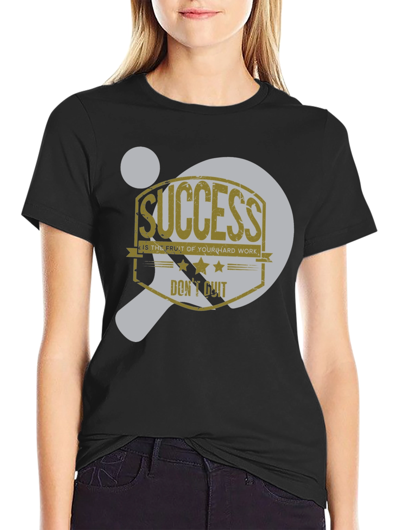 Black Success Motivational Graphic T-Shirt view 2