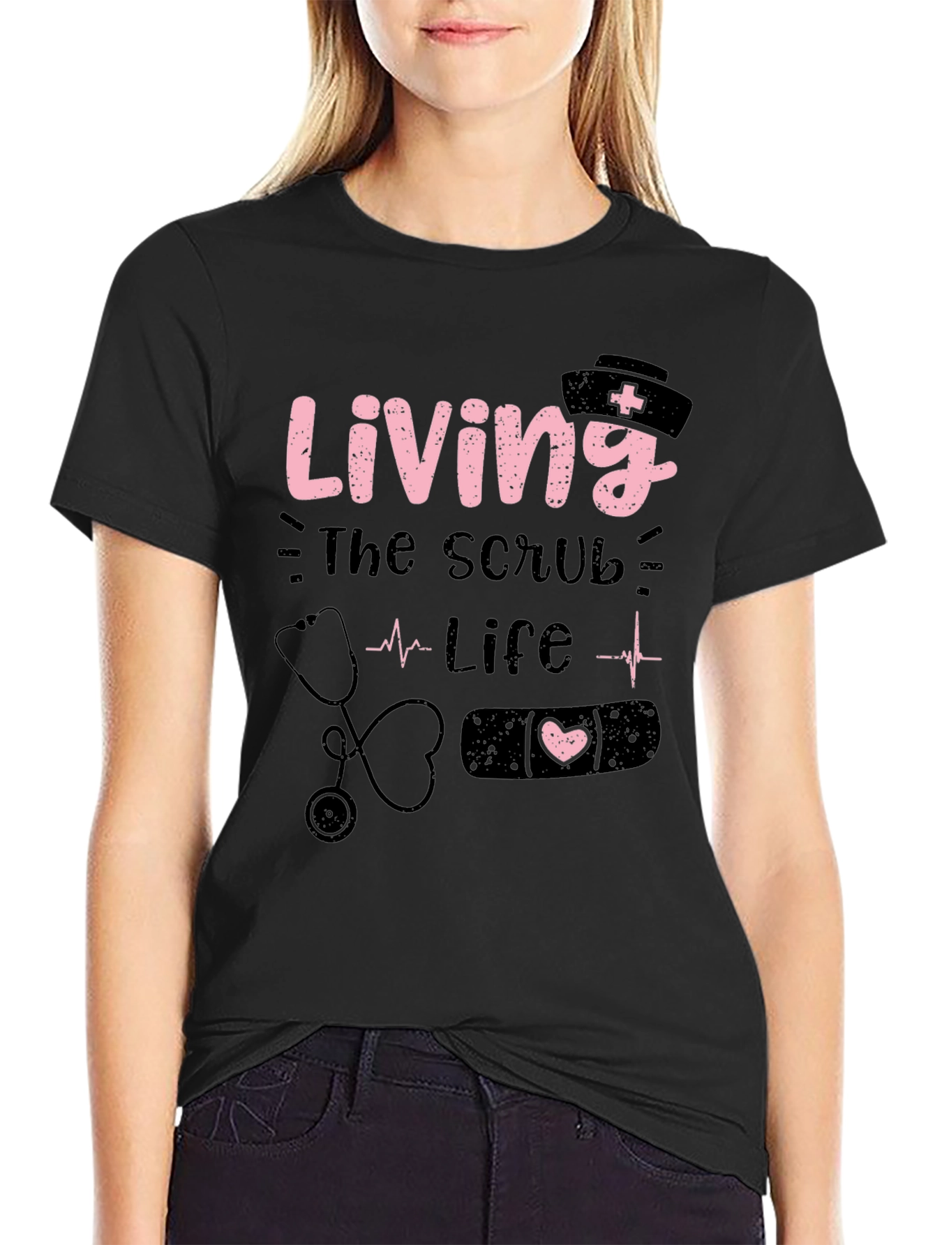 Black Living The Scrub Life T-Shirt - Nurse Gift view 2