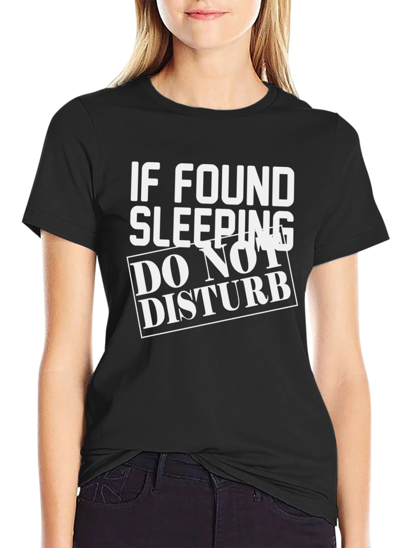 Black If Found Sleeping Do Not Disturb Men's Black T-Shirt view 2