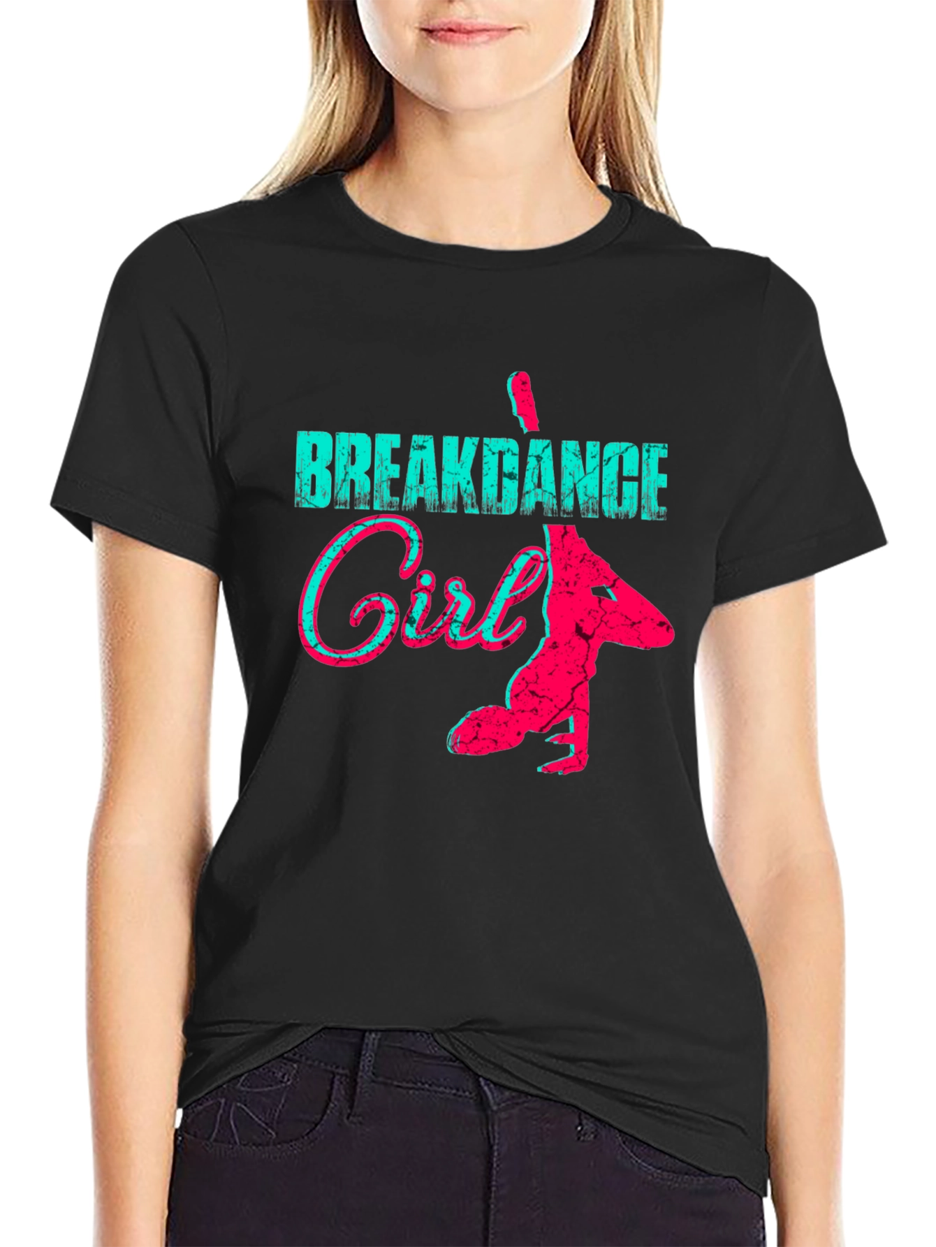 Black Breakdance Girl Graphic Tee - Cool Style view 2