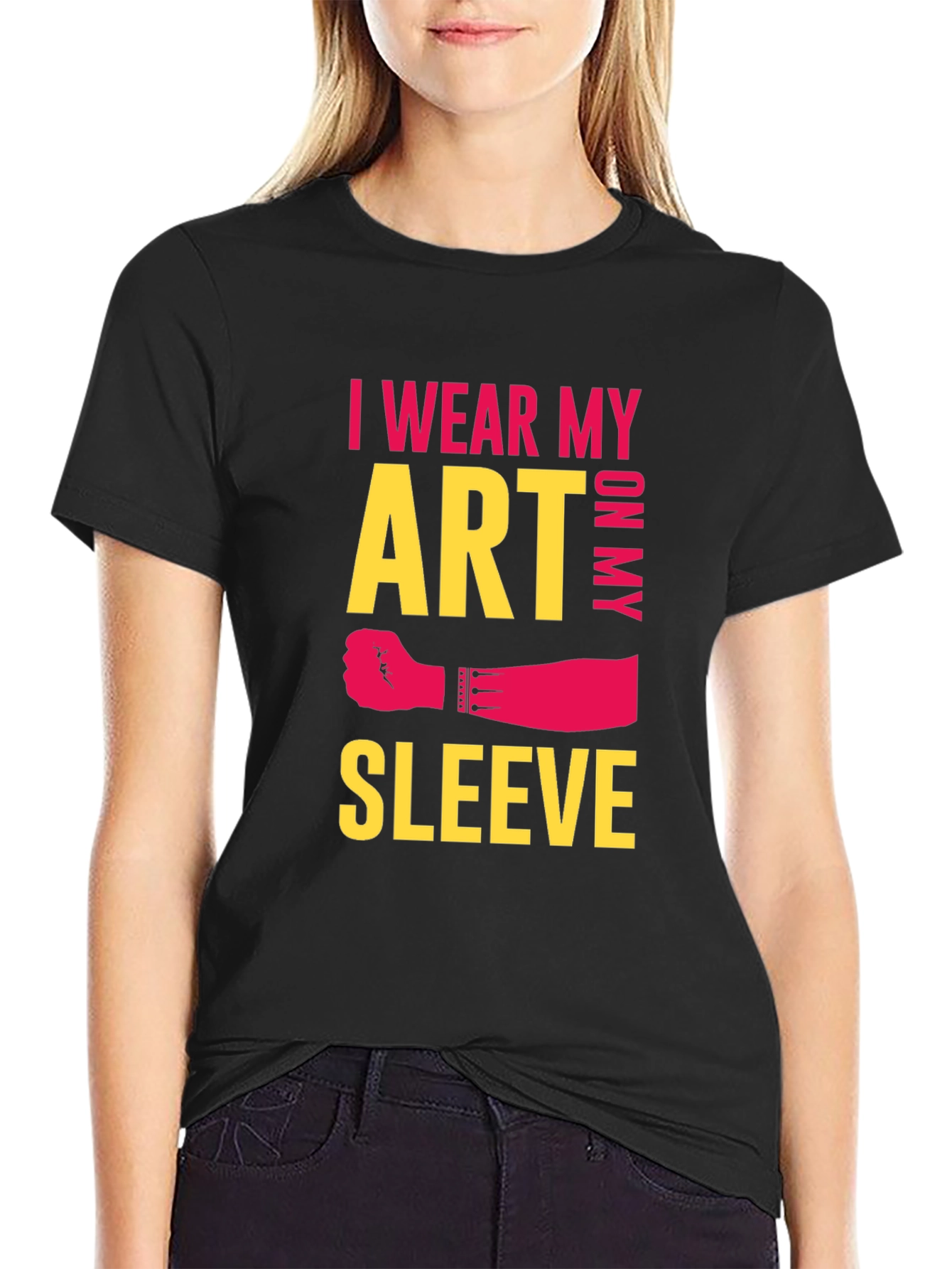 Black I Wear My Art On My Sleeve Graphic Tee view 2