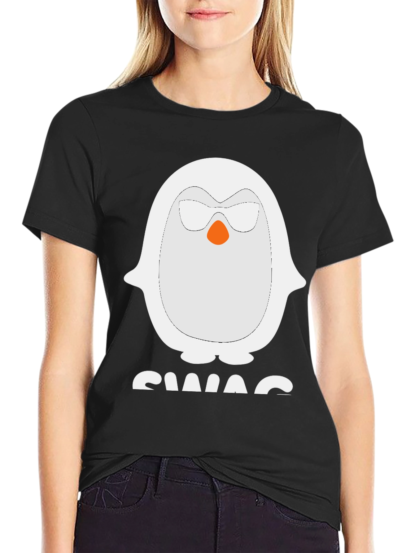 Black Cool Penguin Swag T-Shirt view 2