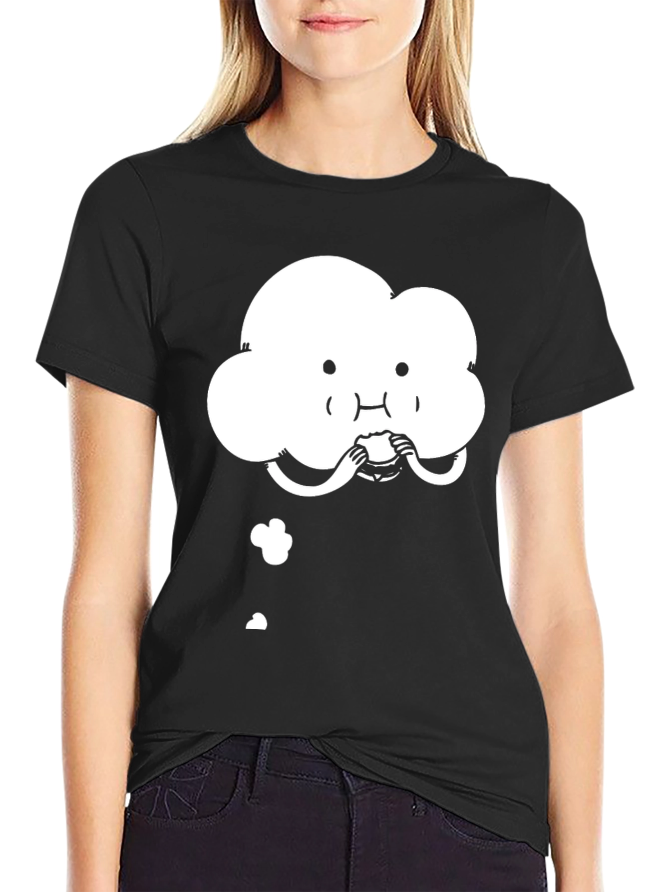 Black Cloud Eating Burger Black T-Shirt view 2