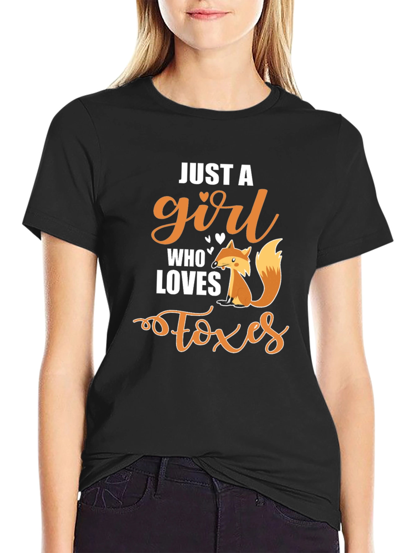Black Just a Girl Who Loves Foxes Graphic Tee view 2