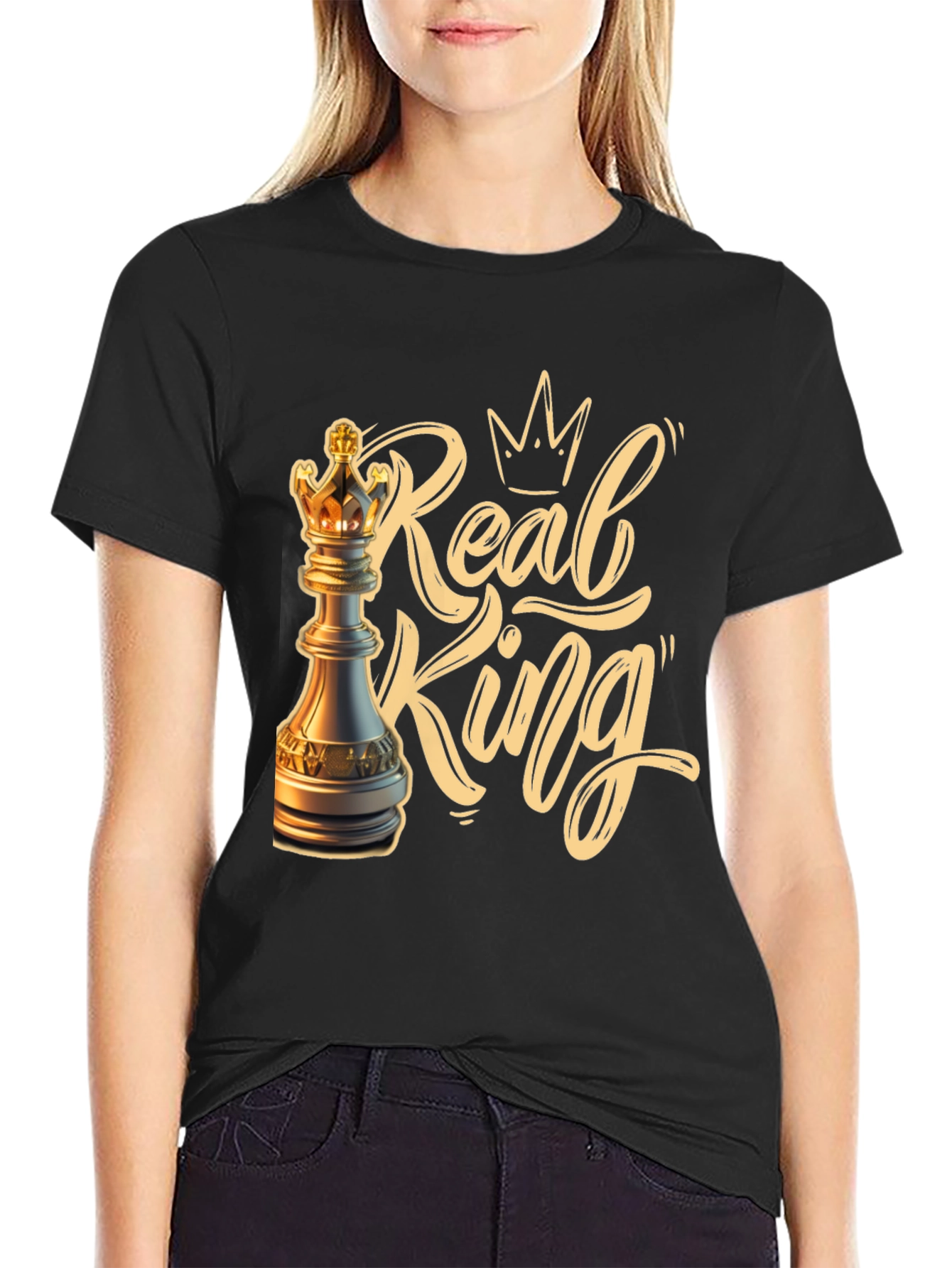 Black Real King Chess T-Shirt view 2