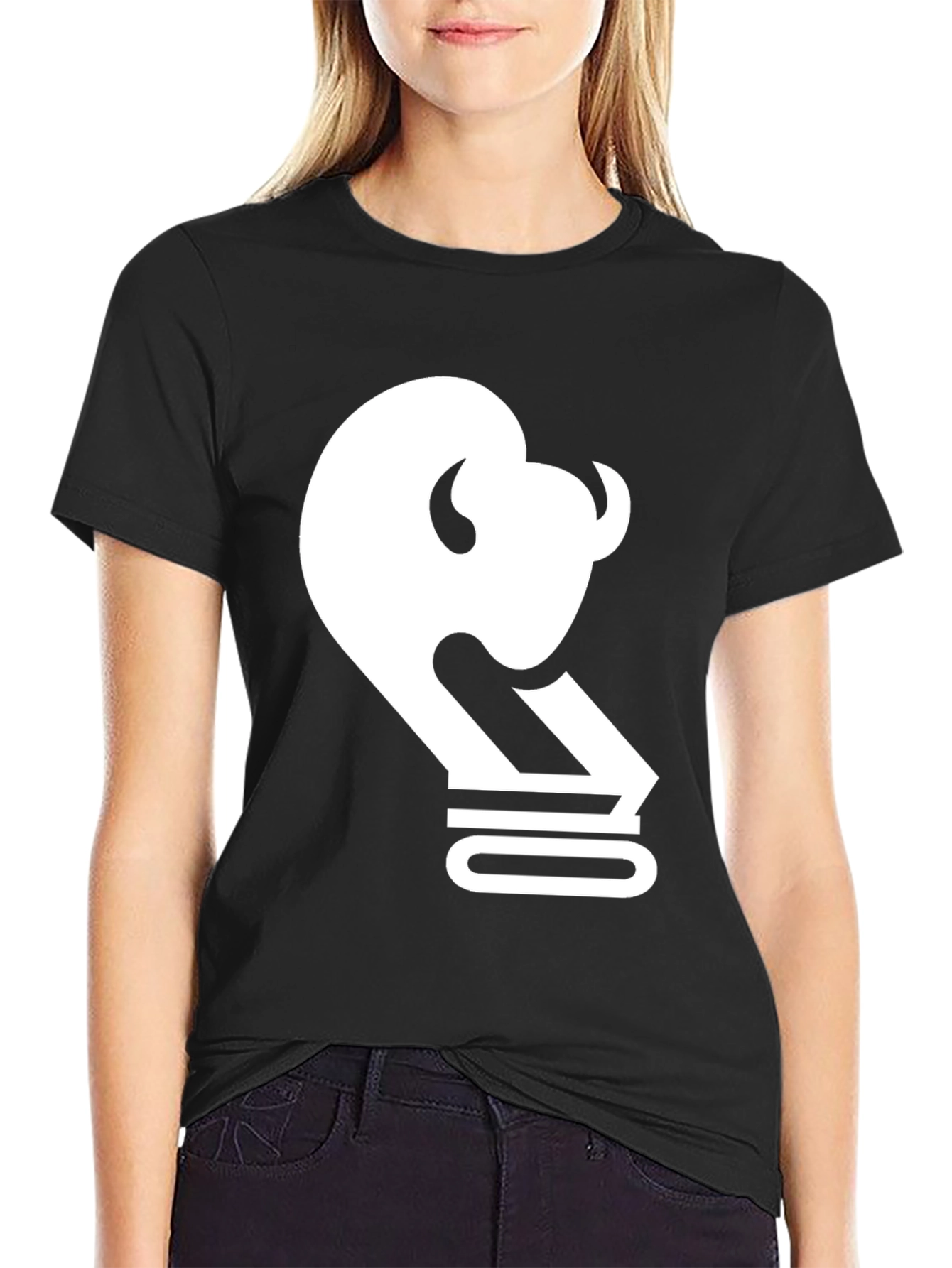 Black Buffalo Outline Graphic Tee - Black view 2