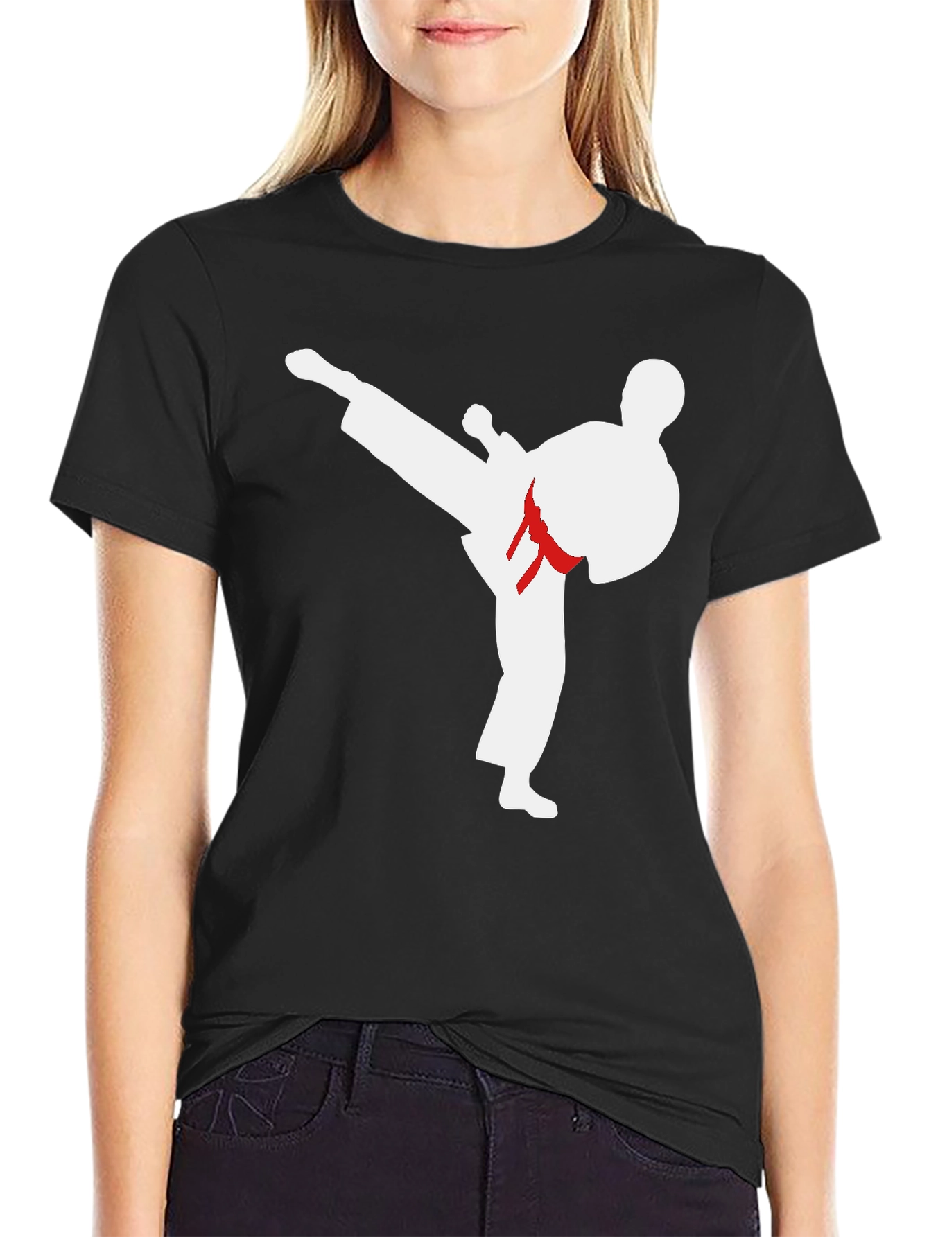 Black Karate Kick Graphic T-Shirt - Black view 2