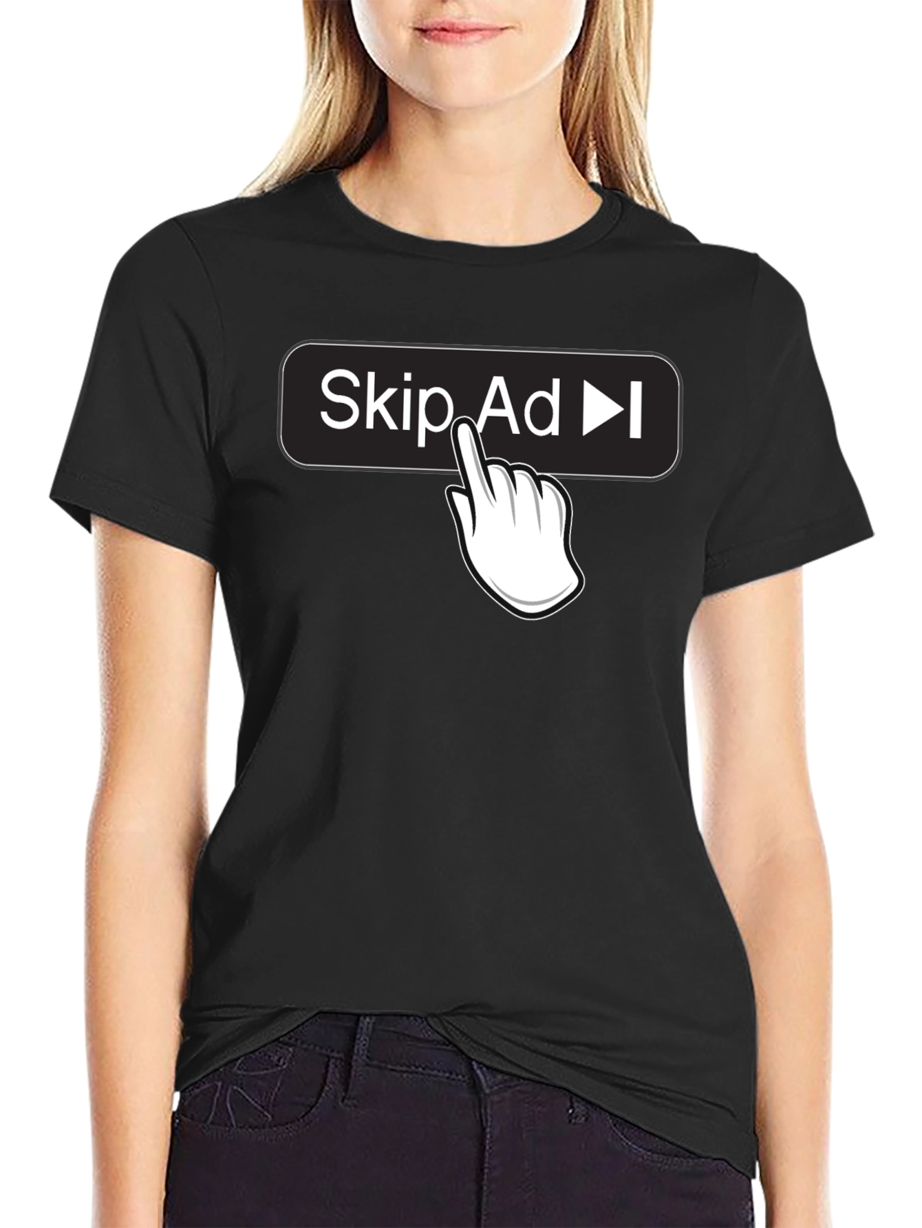 Black Skip Ad Funny Humor Novelty T-Shirt view 2