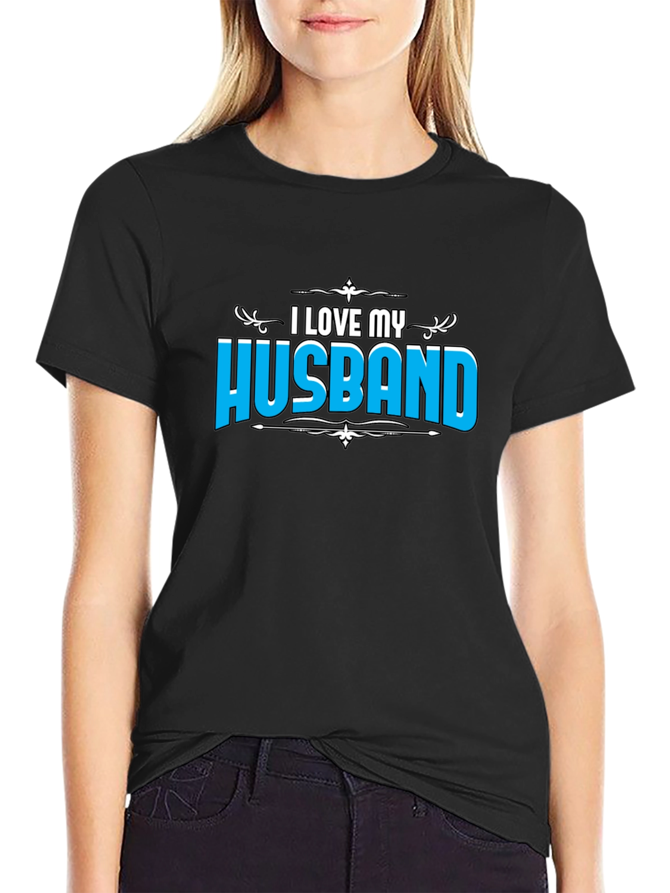 Black I Love My Husband Black T-Shirt view 2
