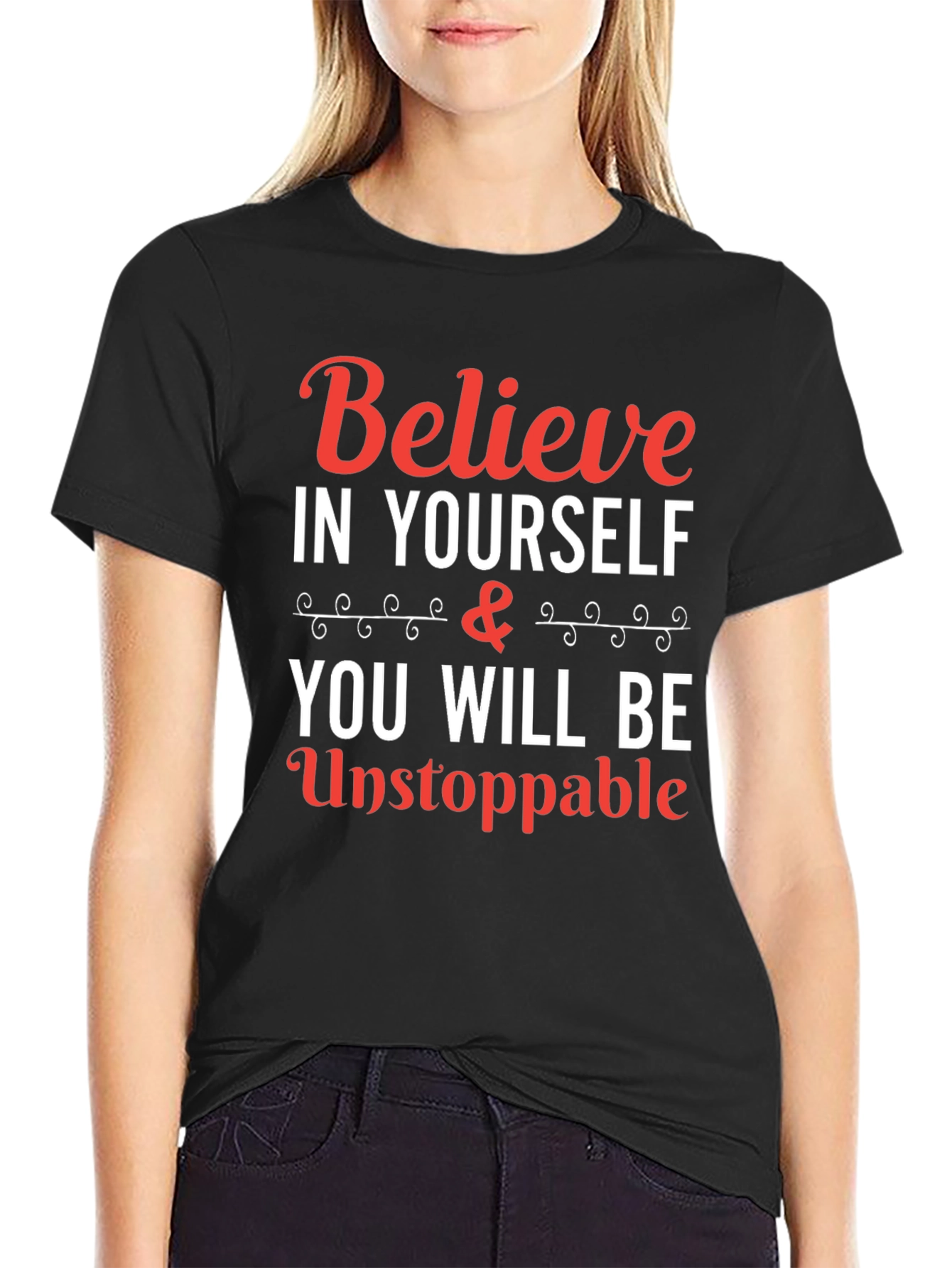 Black Believe in Yourself T-Shirt - Inspirational Graphic Tee view 2
