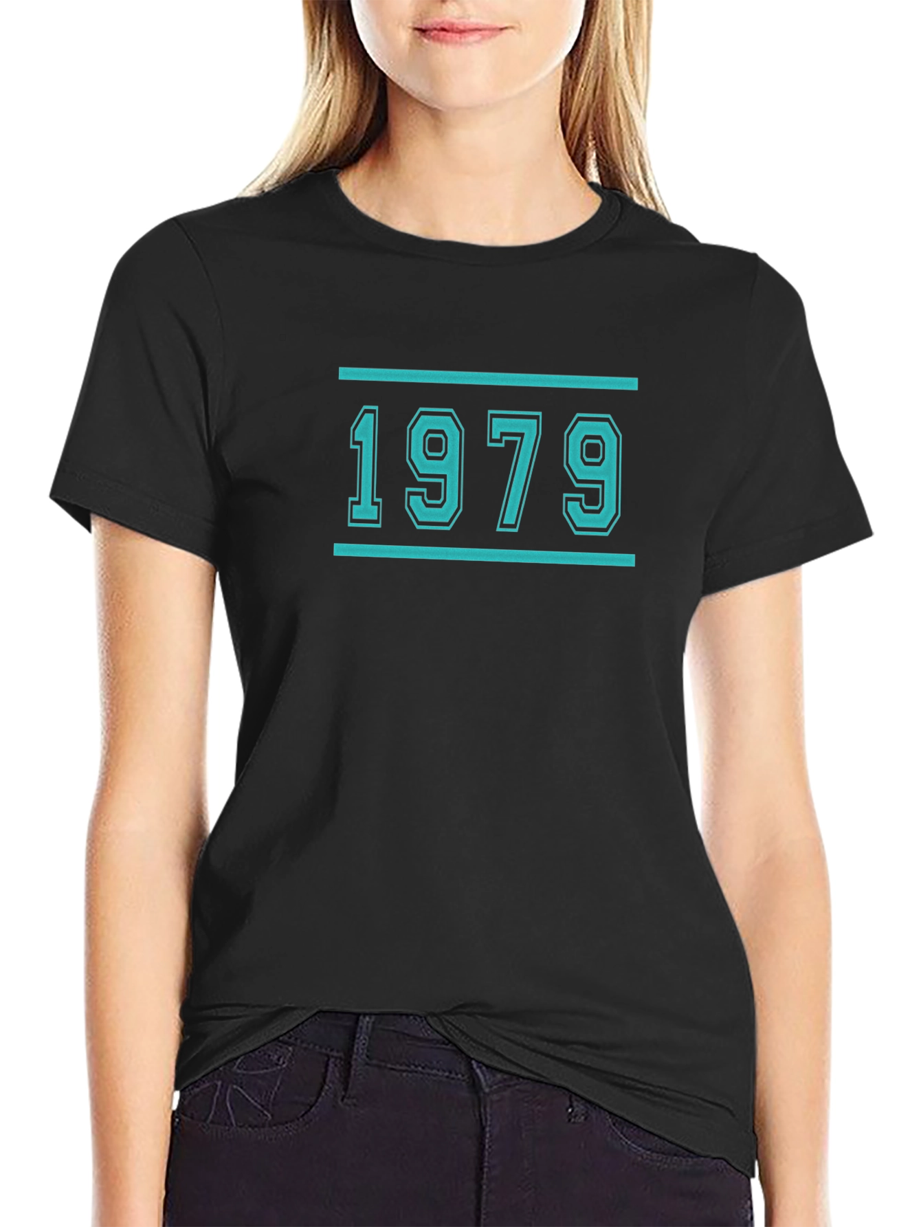 Black 1979 Graphic Tee - Retro Birthday Shirt view 2