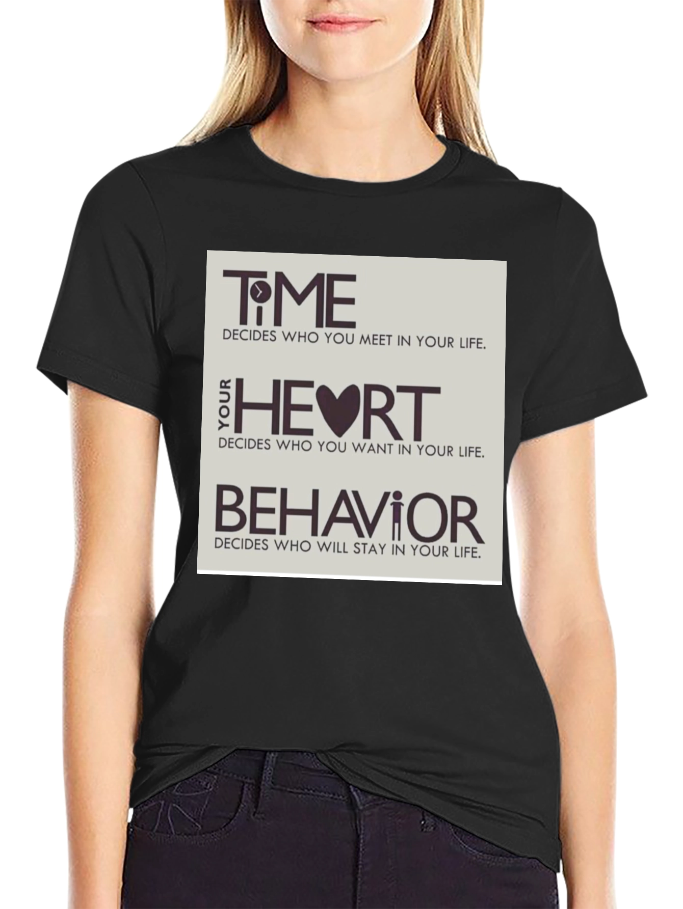 Black Time, Heart, & Behavior Graphic Tee view 2