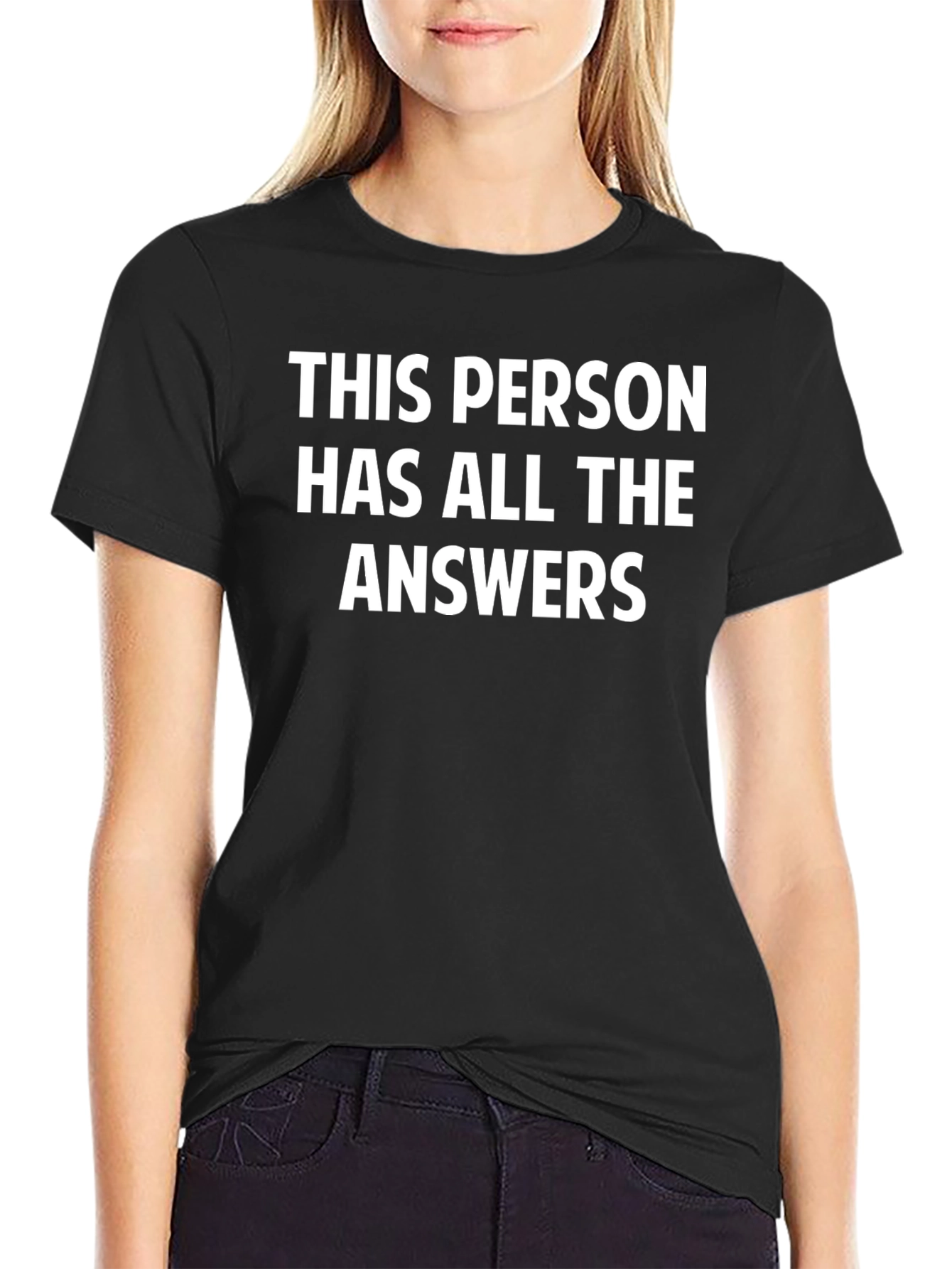 Black Funny "The Answers" Black Graphic Tee view 2