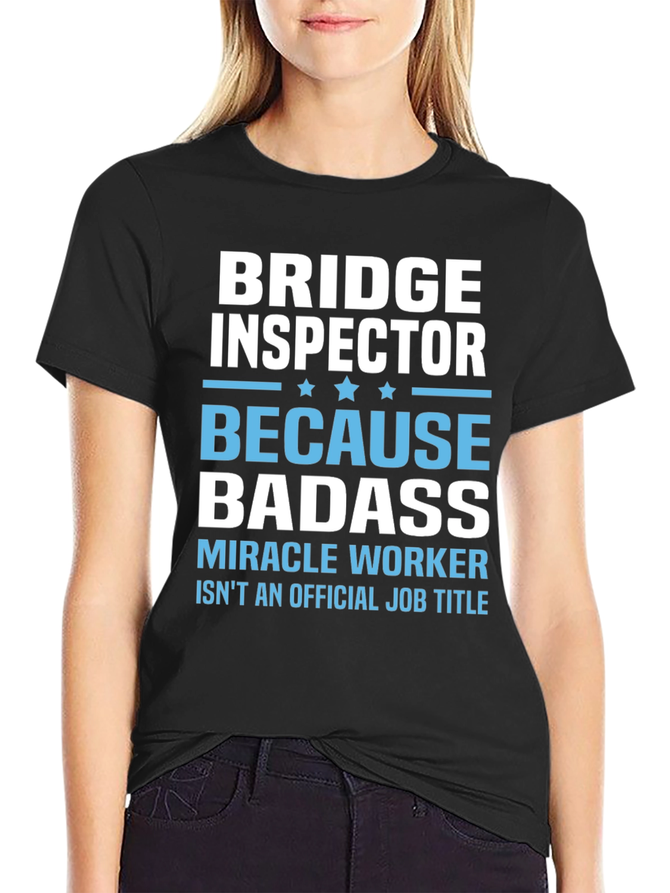 Black Bridge Inspector Badass T-Shirt - Funny Job Title Tee view 2